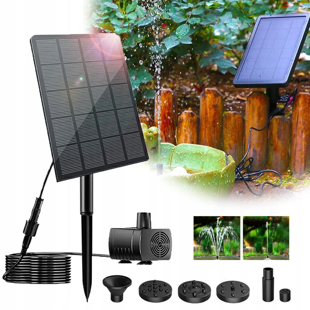 Fontanna Solarna Zestaw Pomp Ogrodowych Do Oczka Wodnego Pływająca Fontanna