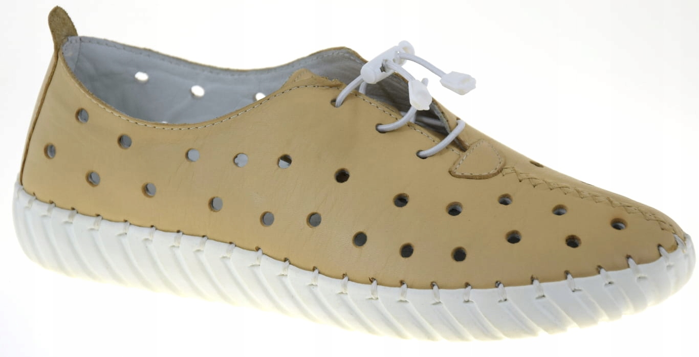 Elegantní Béžové Dámské Kožené Polobotky 54C0555, Pohodlné, Sezóny! VEL.40