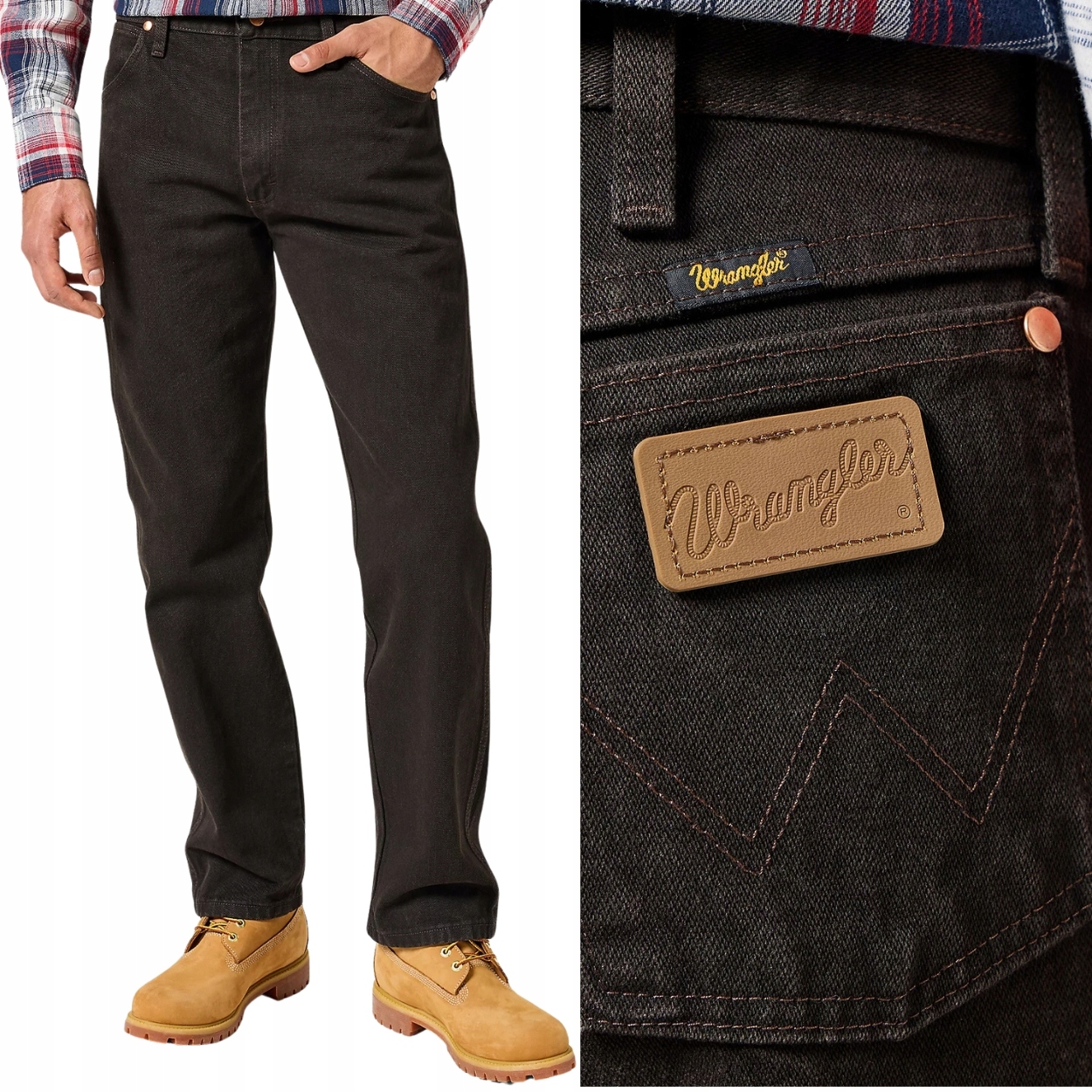 Wrangler 13MWZ Cowboy Cut černo-hnědé jednoduché džínové kalhoty W31 L32