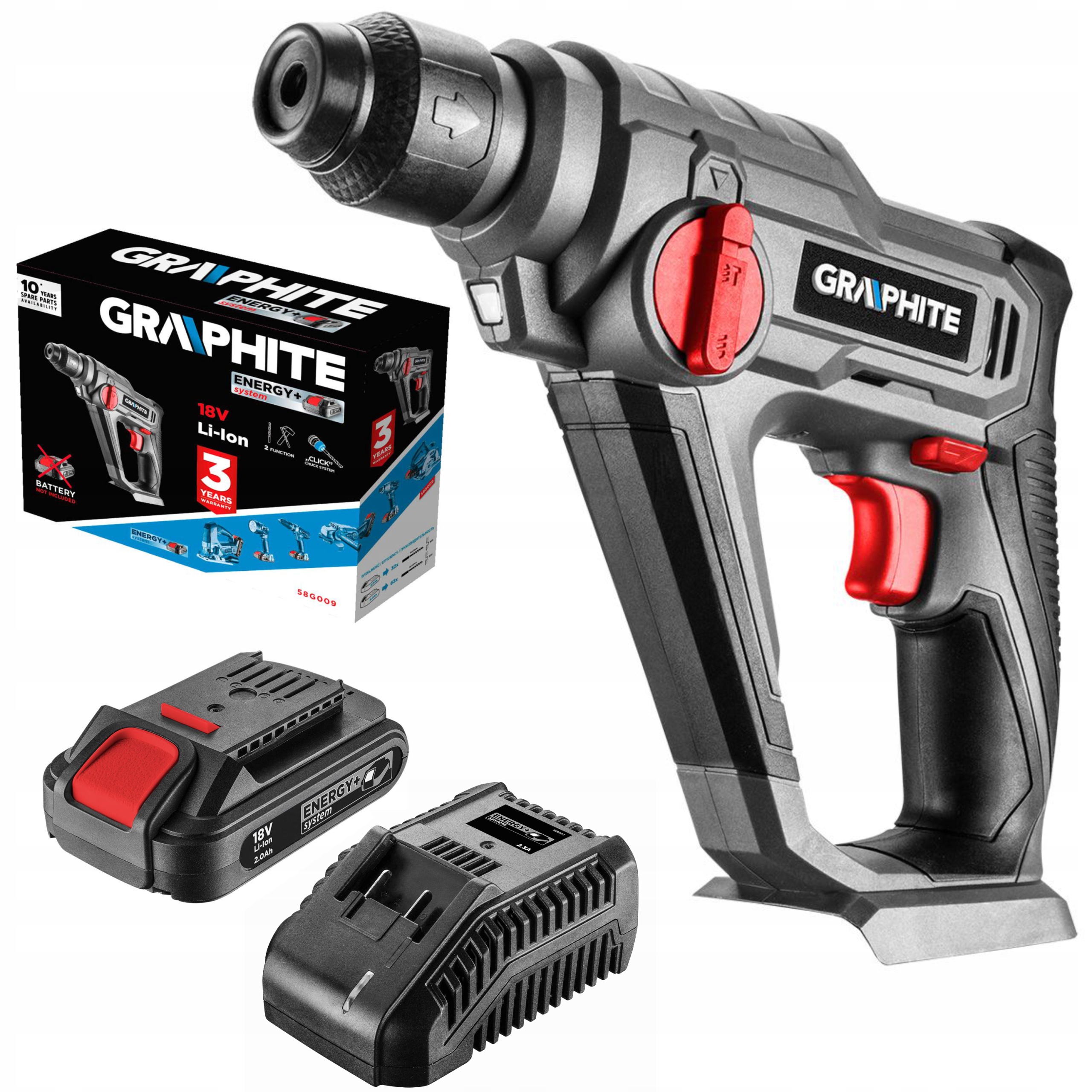 MŁOTOWIERTARKA MŁOT 2.0Ah AKU 18V GRAPHITE 58G009