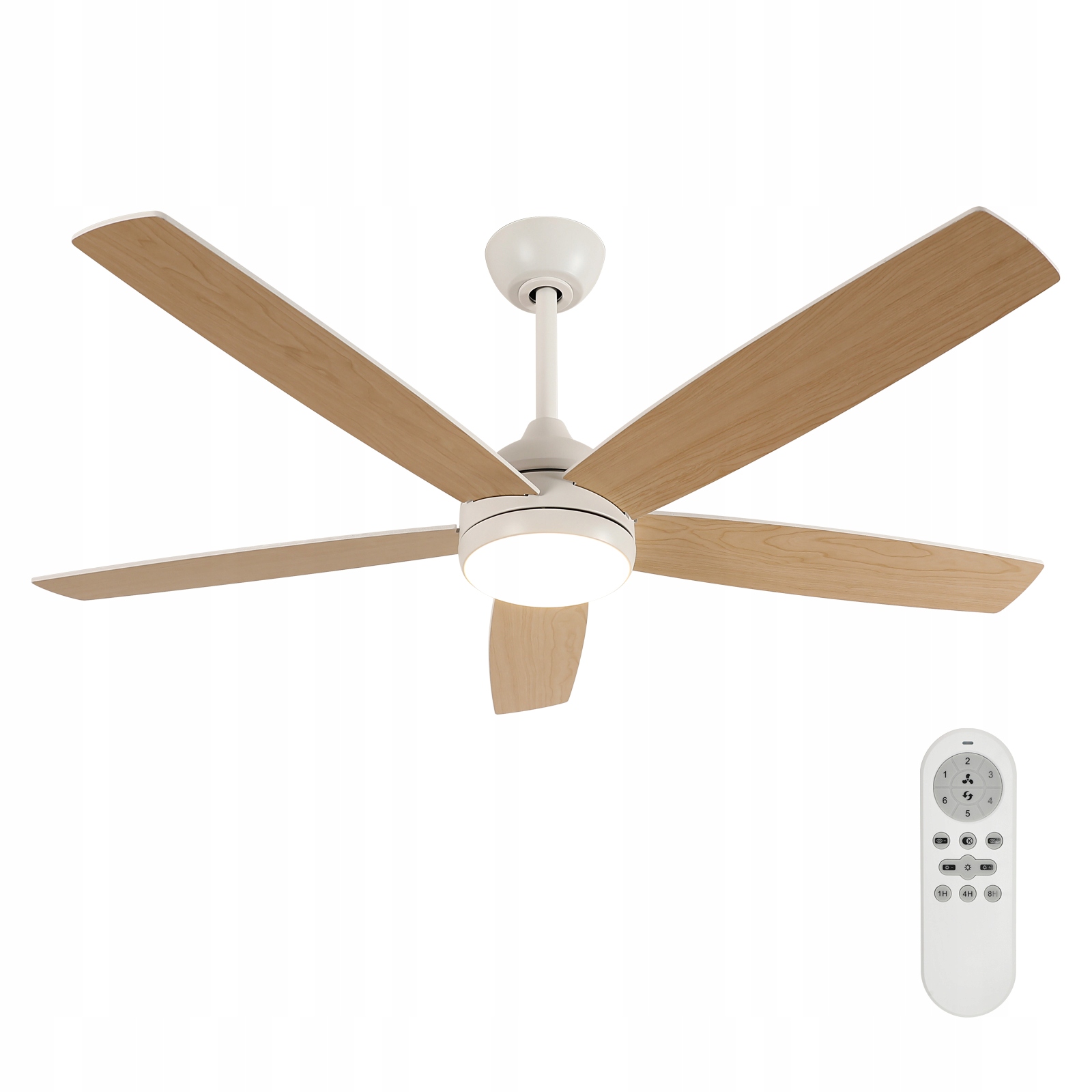 Led Stropné Svietidlo S Ventilátorom Drevo+biela Stmierateľné Diaľkové Ovládanie 34W