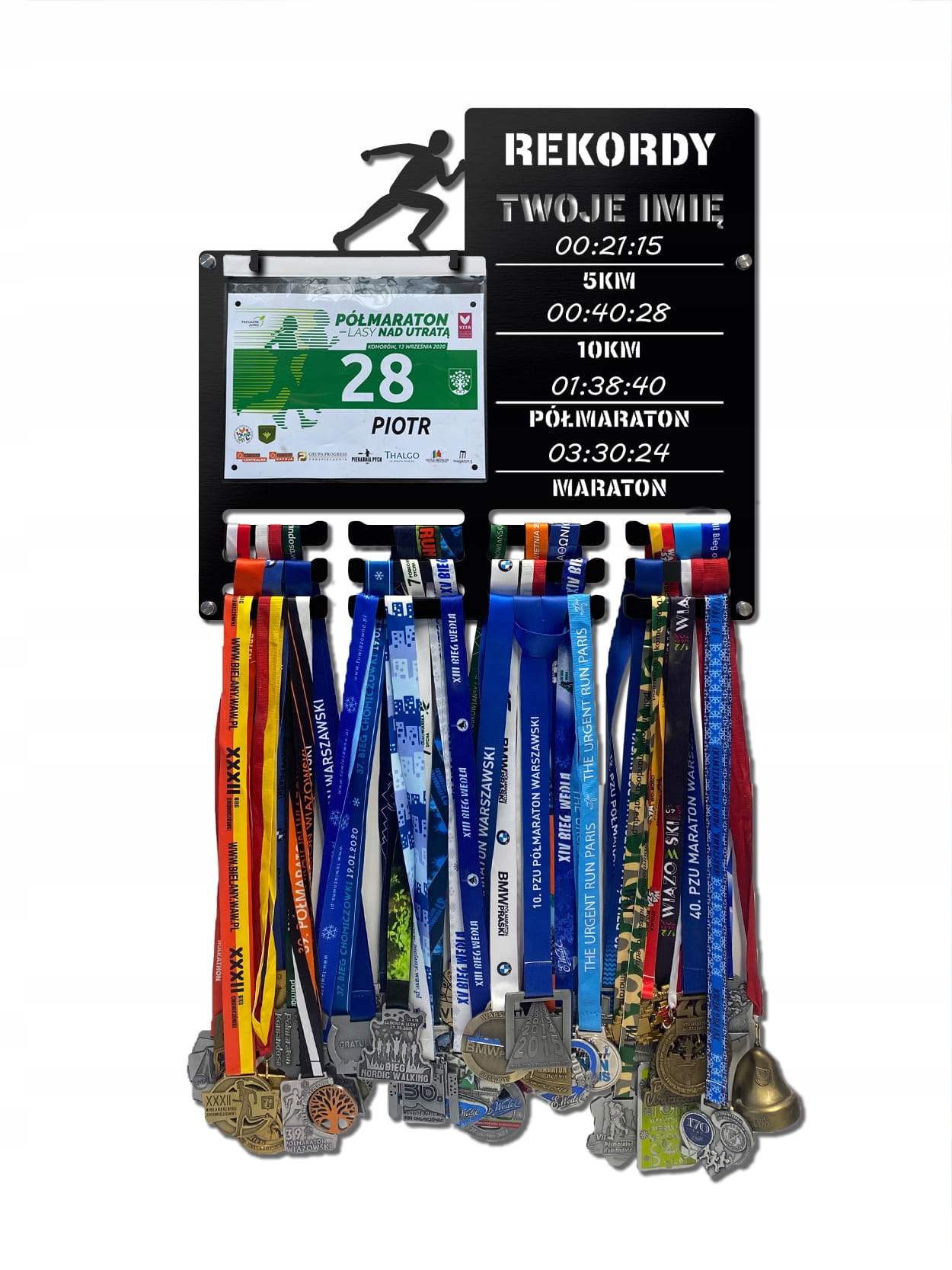 Wieszak na medale i numery startowe Rekordy Biegowe Run twoje imię 333.1