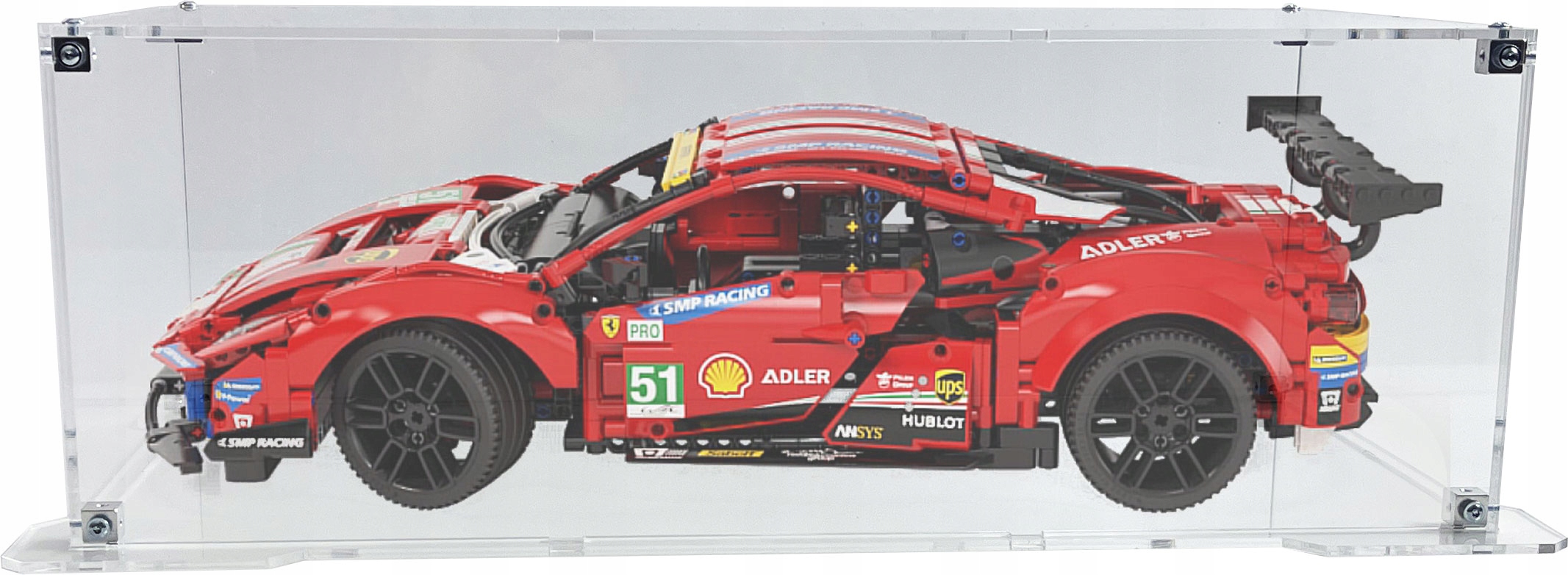 Vitrína s podstavcem Drewlandia pro stavebnici Lego 42125 Technic Ferrari 488