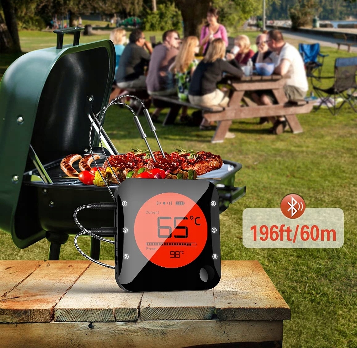 CYFROWY TERMOMETR BEZPRZEWODOWY LCD Z SONDA Marka inna