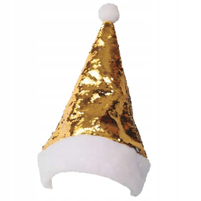 

Czapka złota Cekiny pompon Boże Narodzenie