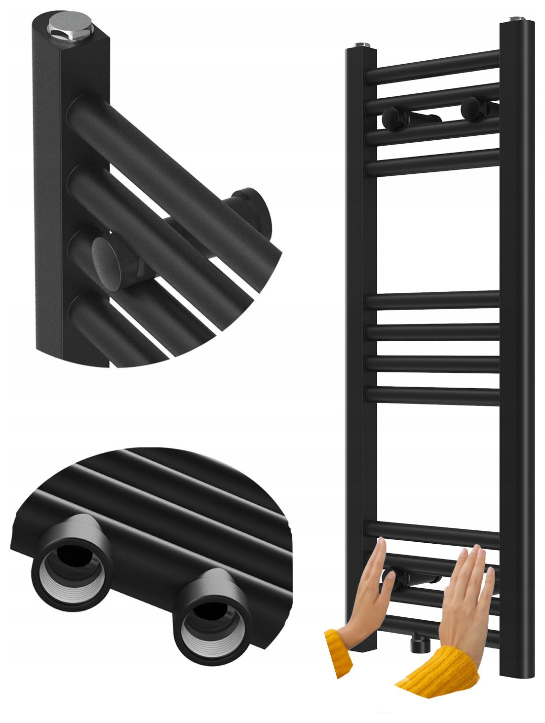 Kúpeľňový Ohrievač Kaloryfer Moderný Rebrík Čierny 80x30 cm Raven