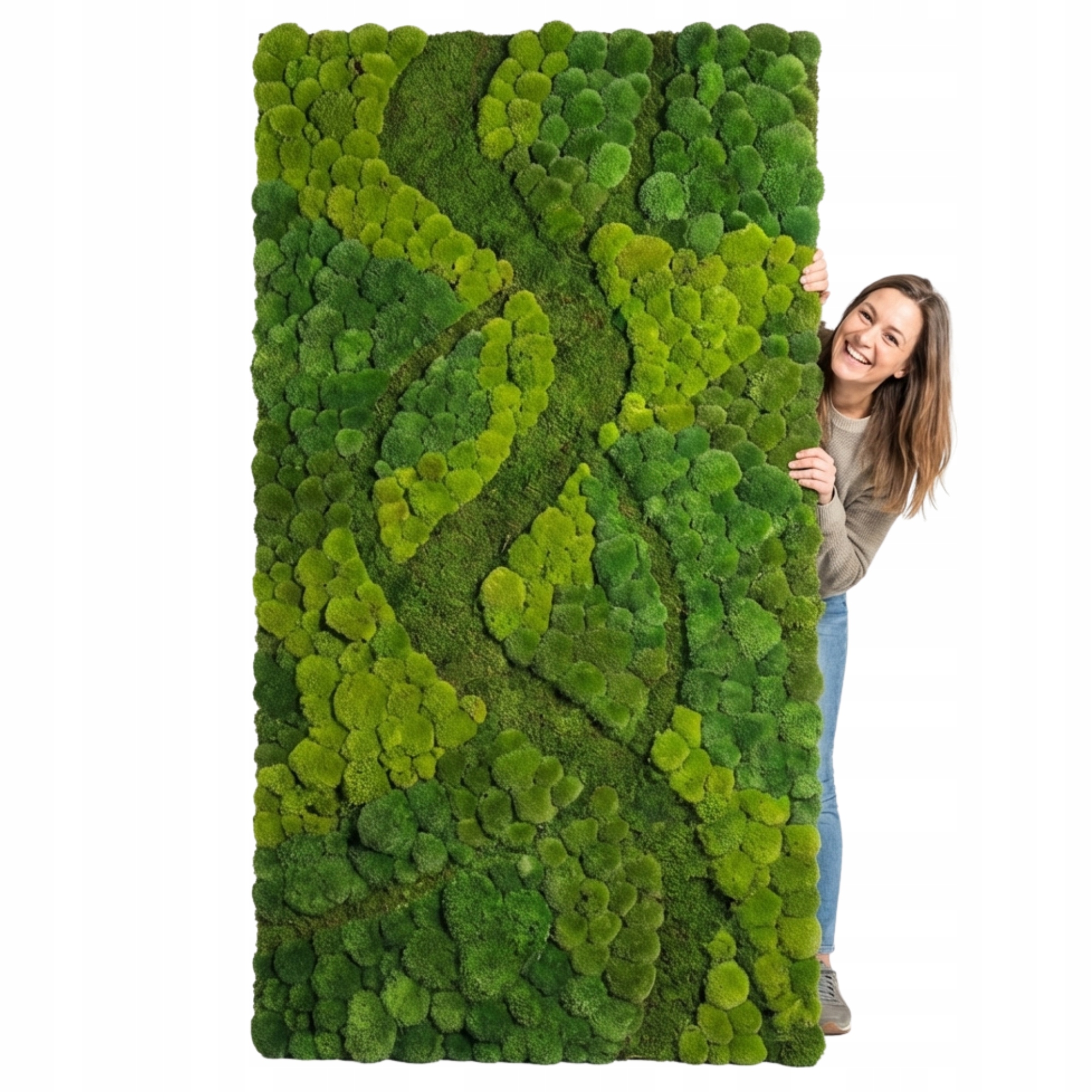 Panel z stabilizovaného mechu 120 x 240 cm Stěna z mechu Polštářová a plochá