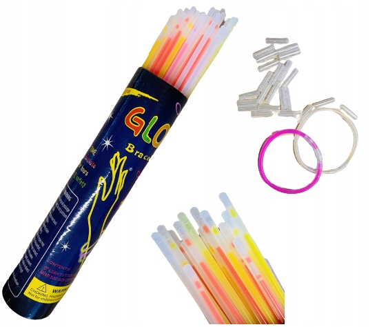 

Bransoletki świecące fluo opaski 100 sztuk mix