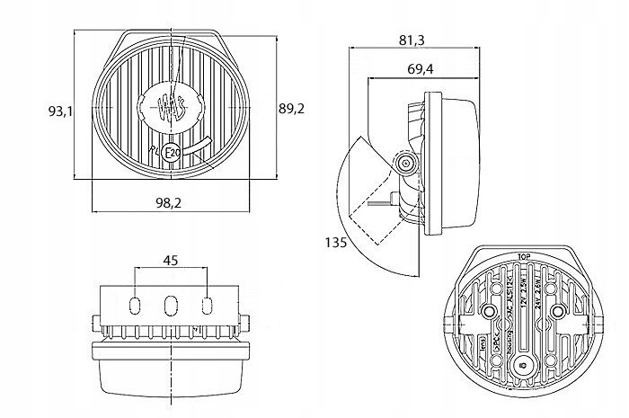 Рабочая светодиодная лампа W78 562 1100LM