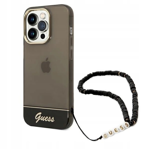 Etui Guess Translucent Pearl Strap na iPhone 14 Pro czarne