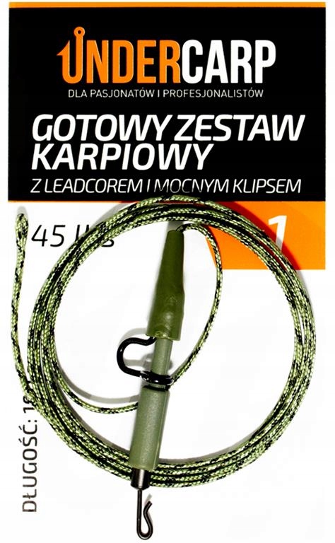 UnderCarp Gotowy zestaw karpiowy z leadcorem i mocnym klipsem 45lbs Zielony