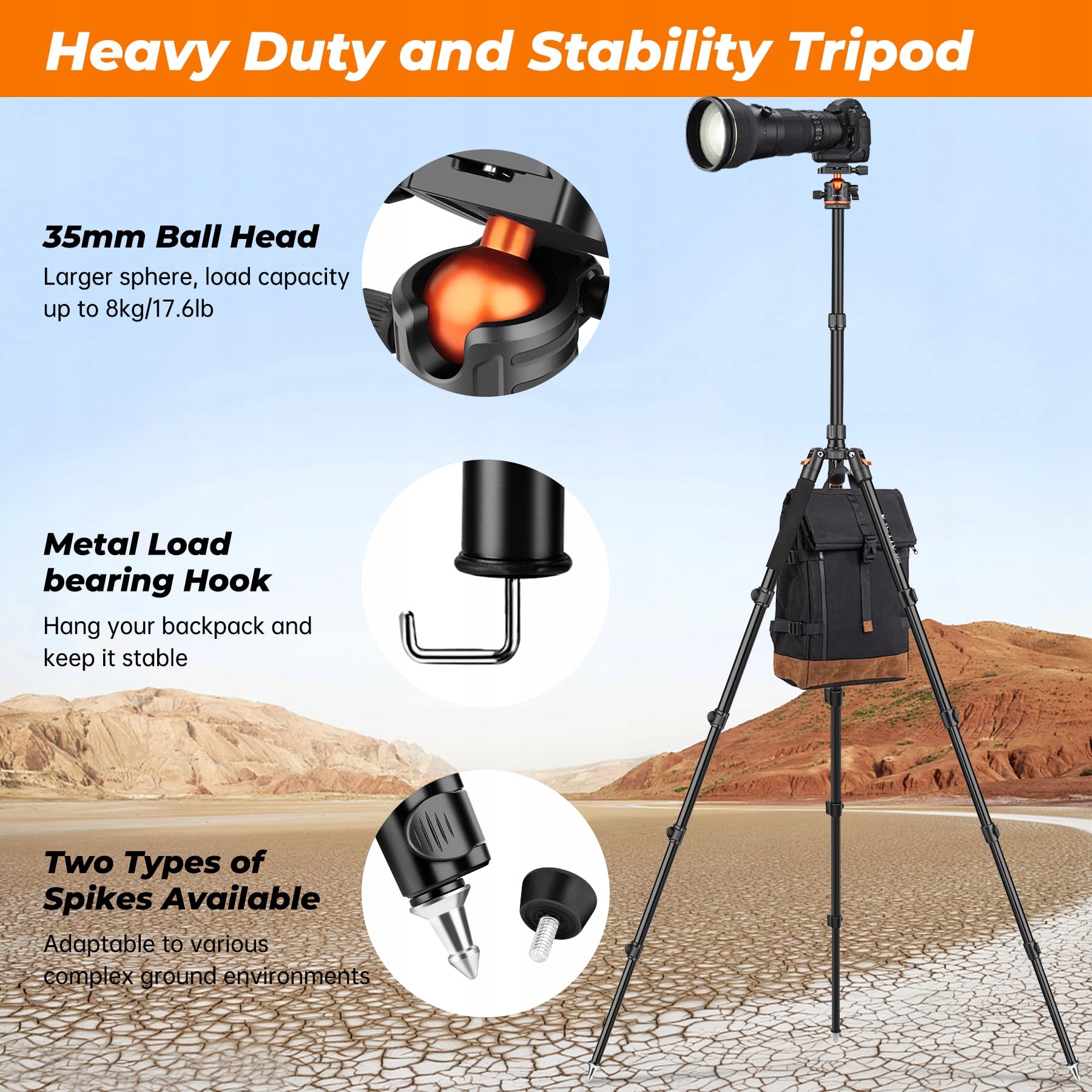 VICTIV Statyw Kamera 200cm Aluminiowy Statyw Podróżny DSLR i Smartfon — miniatura 2