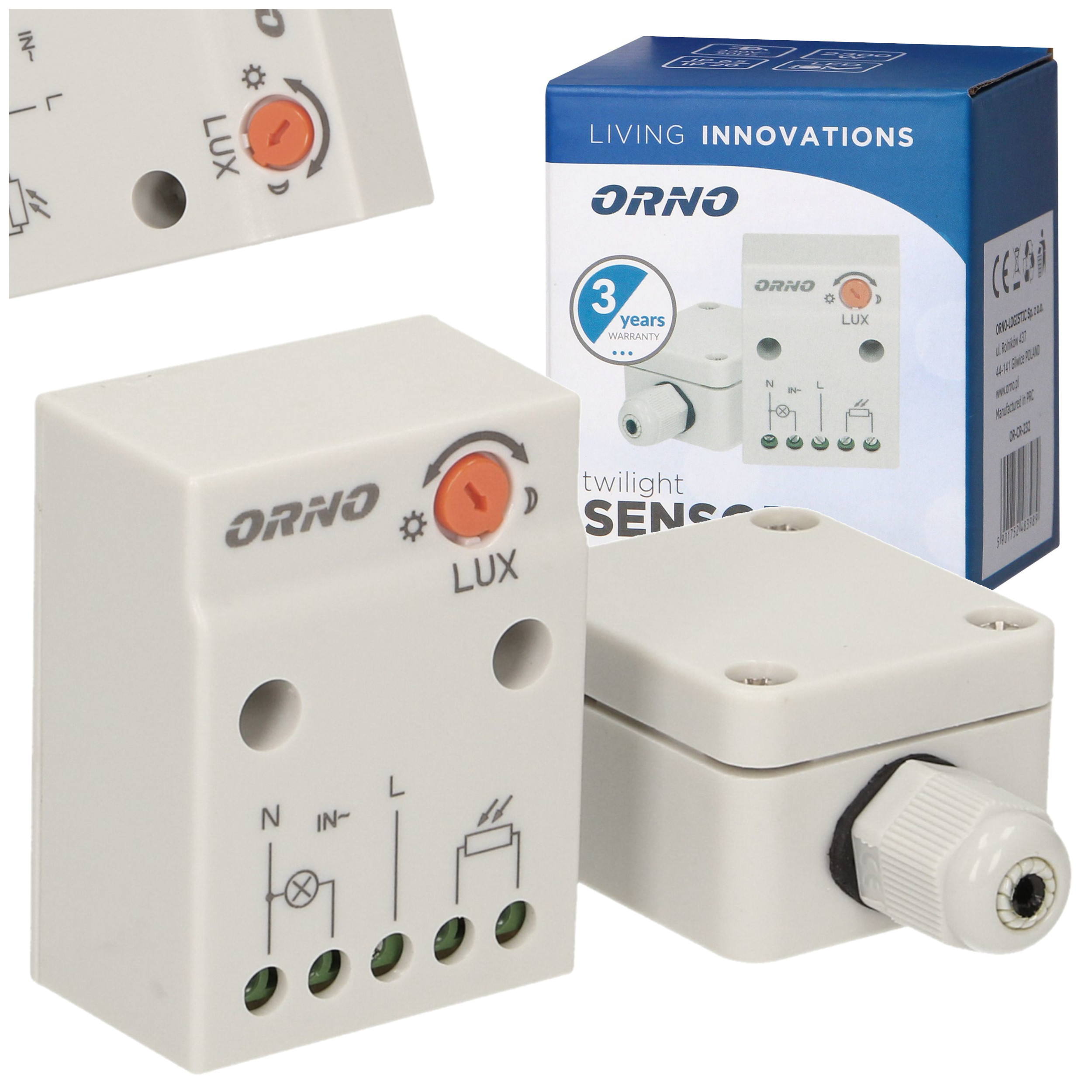 CZUJNIK ZMIERZCHU ZMIERZCHOWY SONDA ZEWNĘTRZNA NATYNKOWY LED REGULACJA IP65