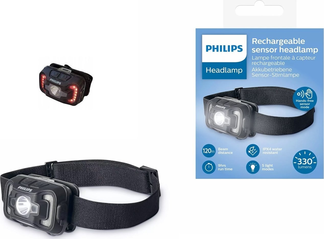 Philips Latarka czołowa z czujnikiem ruchu akumulatorowa Led Philips