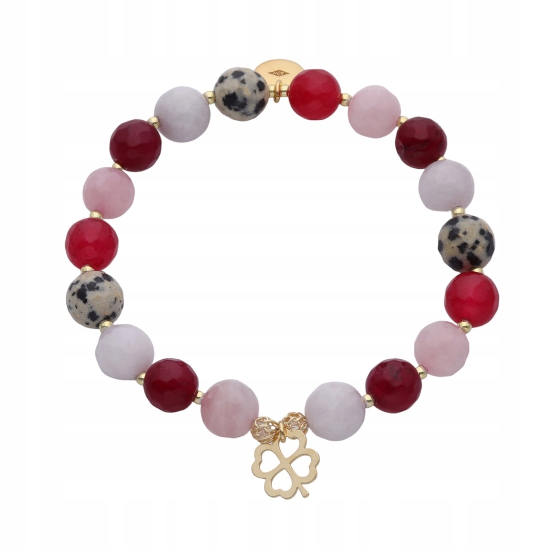 Náramek s kameny Ag 925 stříbrný pozlacená s jetelem PW0050324BG