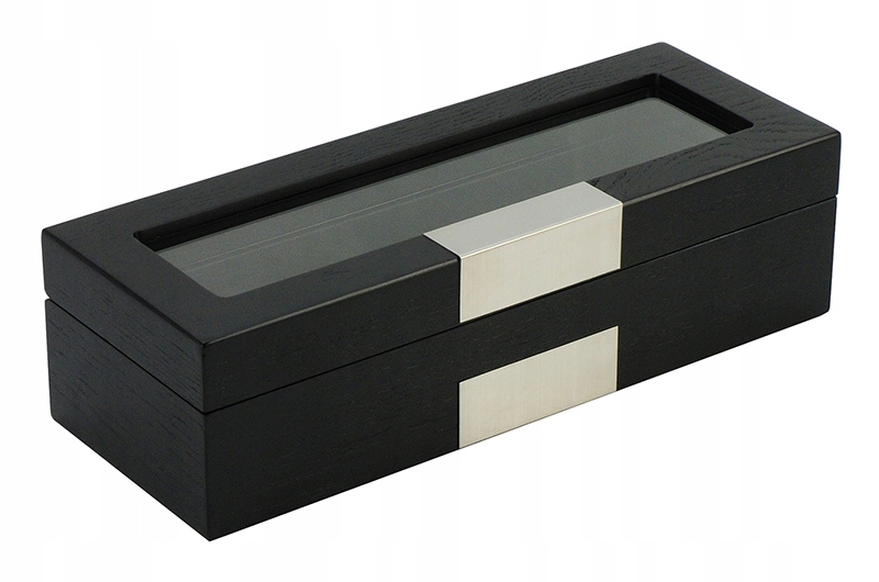 PUDEŁKO DREWNIANE SZKATUŁKA NA 5 ZEGARKÓW CZARNE