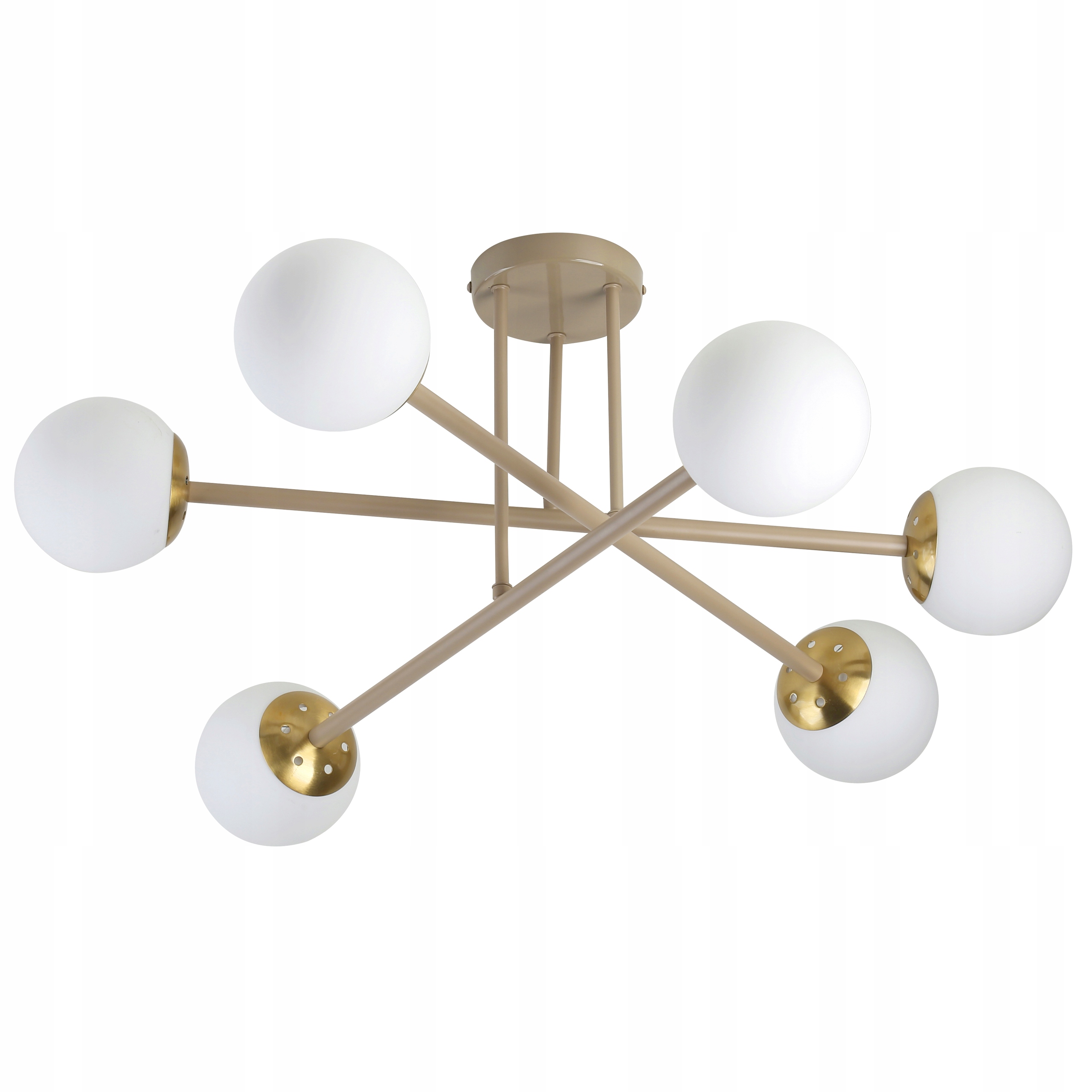 Závěsná Lampa Stropní Skleněná 6xE27 Lustr Loft koule 74 cm béžová kašmírová
