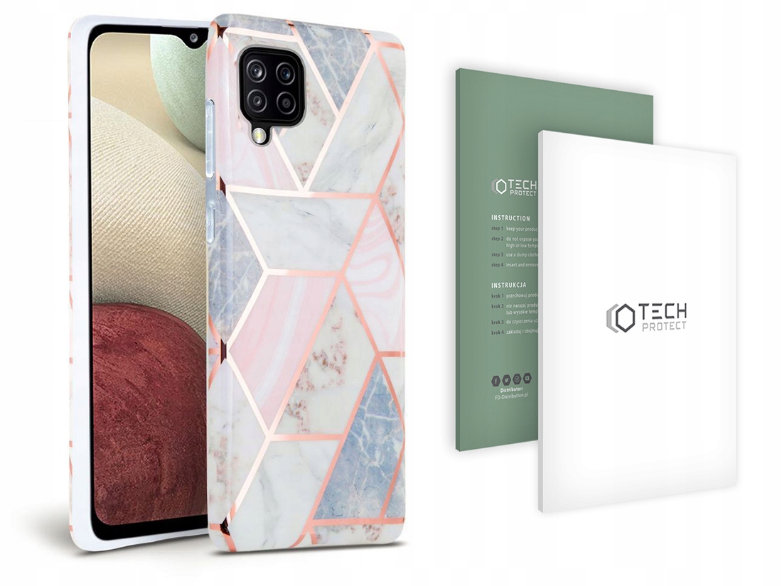 

Różowe Etui Case Obudowa Marmur Do - Galaxy A12