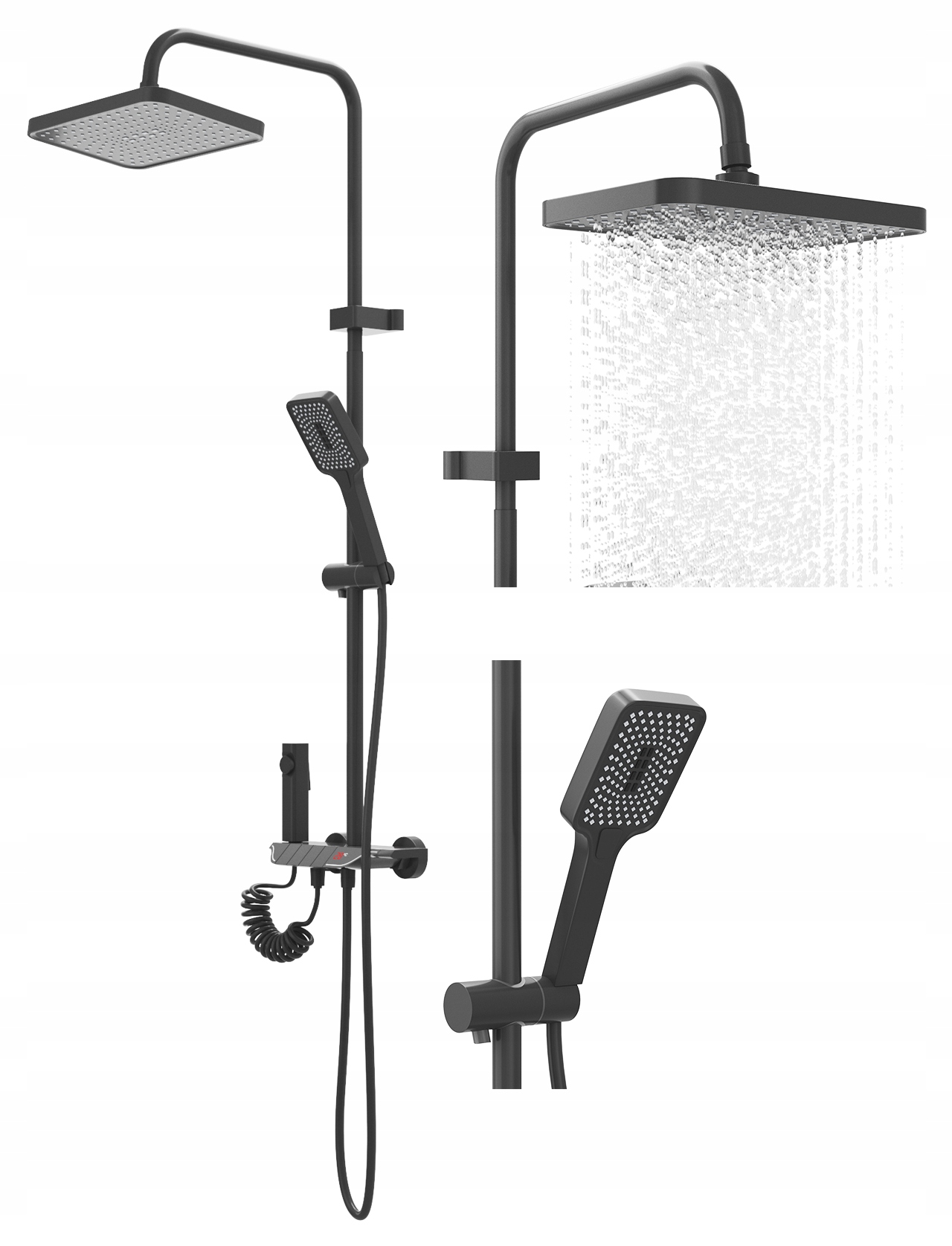 Sprchová Súprava Gun Grey Navi Dažďová Sprcha Do Kúpeľne S Displejom