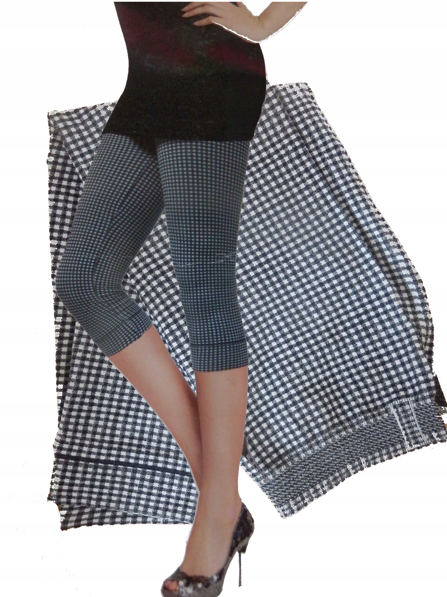 

Legginsy modelujące rybaczki w kratkę