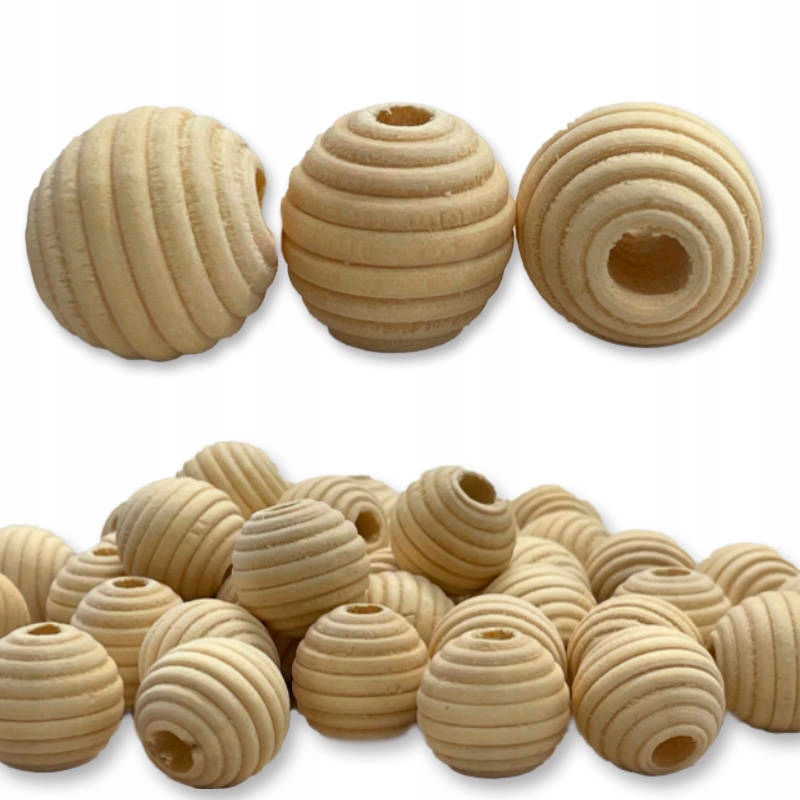 koraliki drewniane naturalne z tłoczeniami 18mm 40szt. |  PJ-0812 — 6