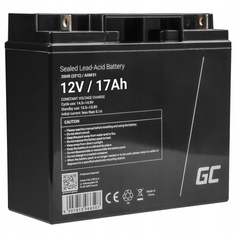 Green Cell Gelový Akumulátor Agm AGM51 12V 17AH
