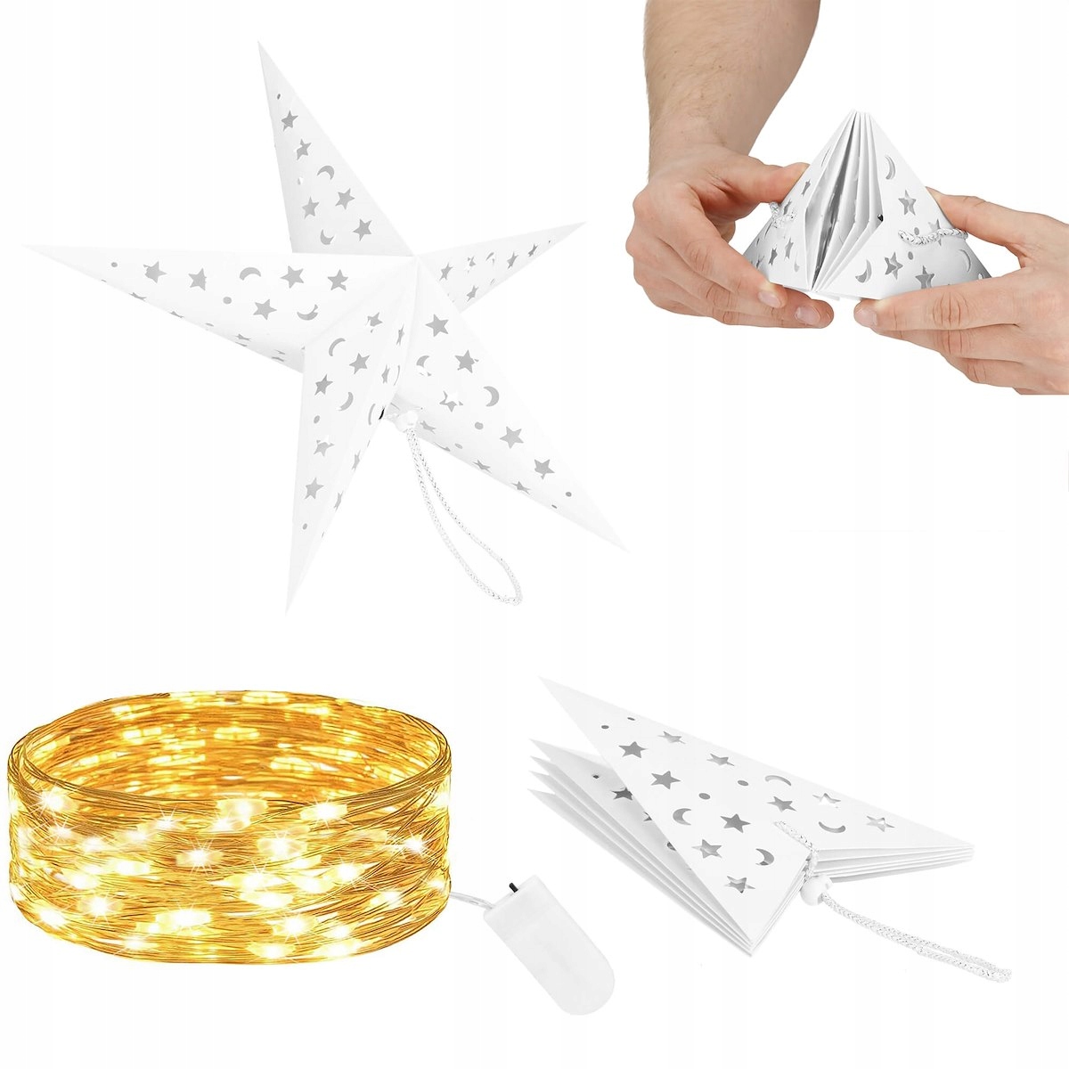 

Gwiazda Dekoracyjna Papierowa 10LED Ciepła Biel 25
