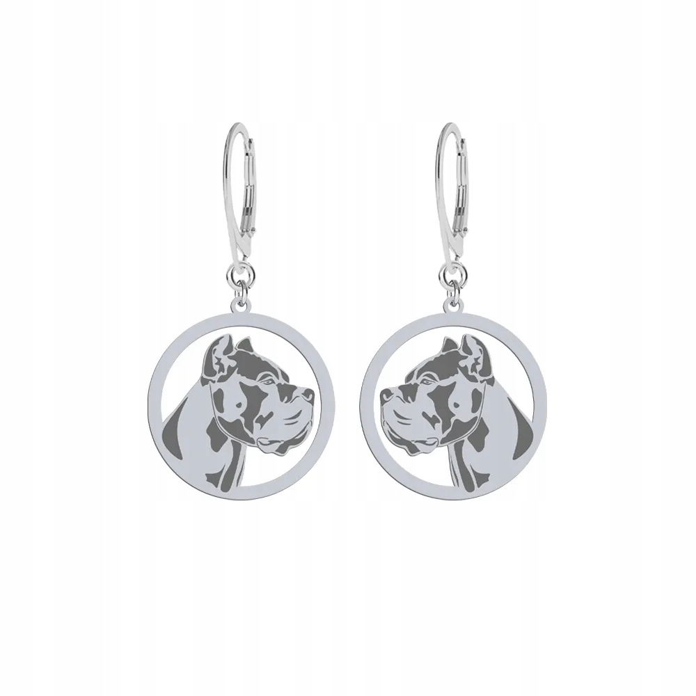 Stříbrné Náušnice se psem Cane Corso 925 Šperky Gravírování Dedikace Bonus