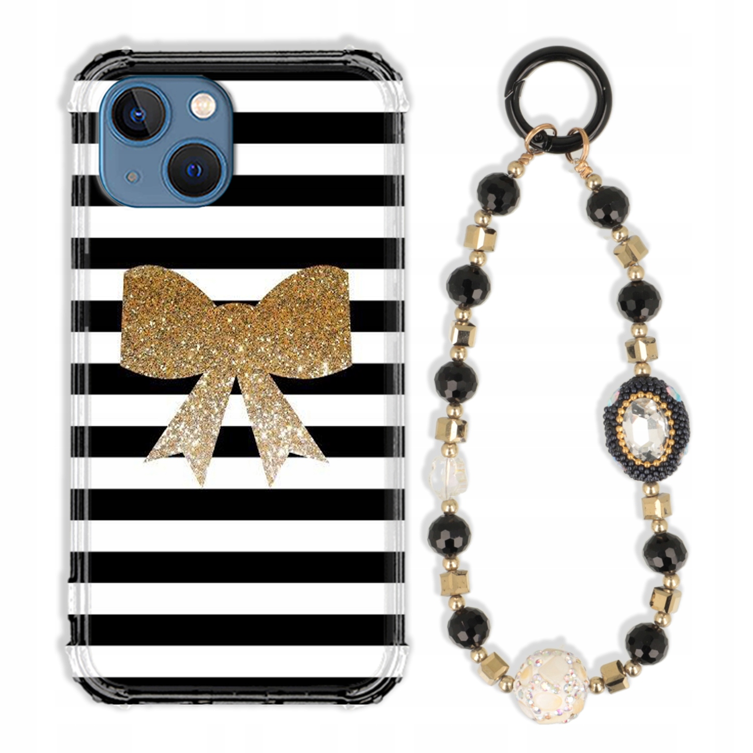 Puzdro Na Iphone 14 Case Antishock Zirkóny Čierno Zlaté Odolné| Silné