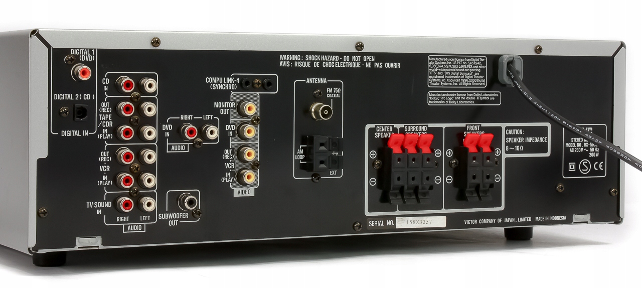 JVC RX-5032V KINO DOMOWE DOLBY DIGITAL DTS RDS Liczba cyfrowych wejść optycznych S/PDIF 1