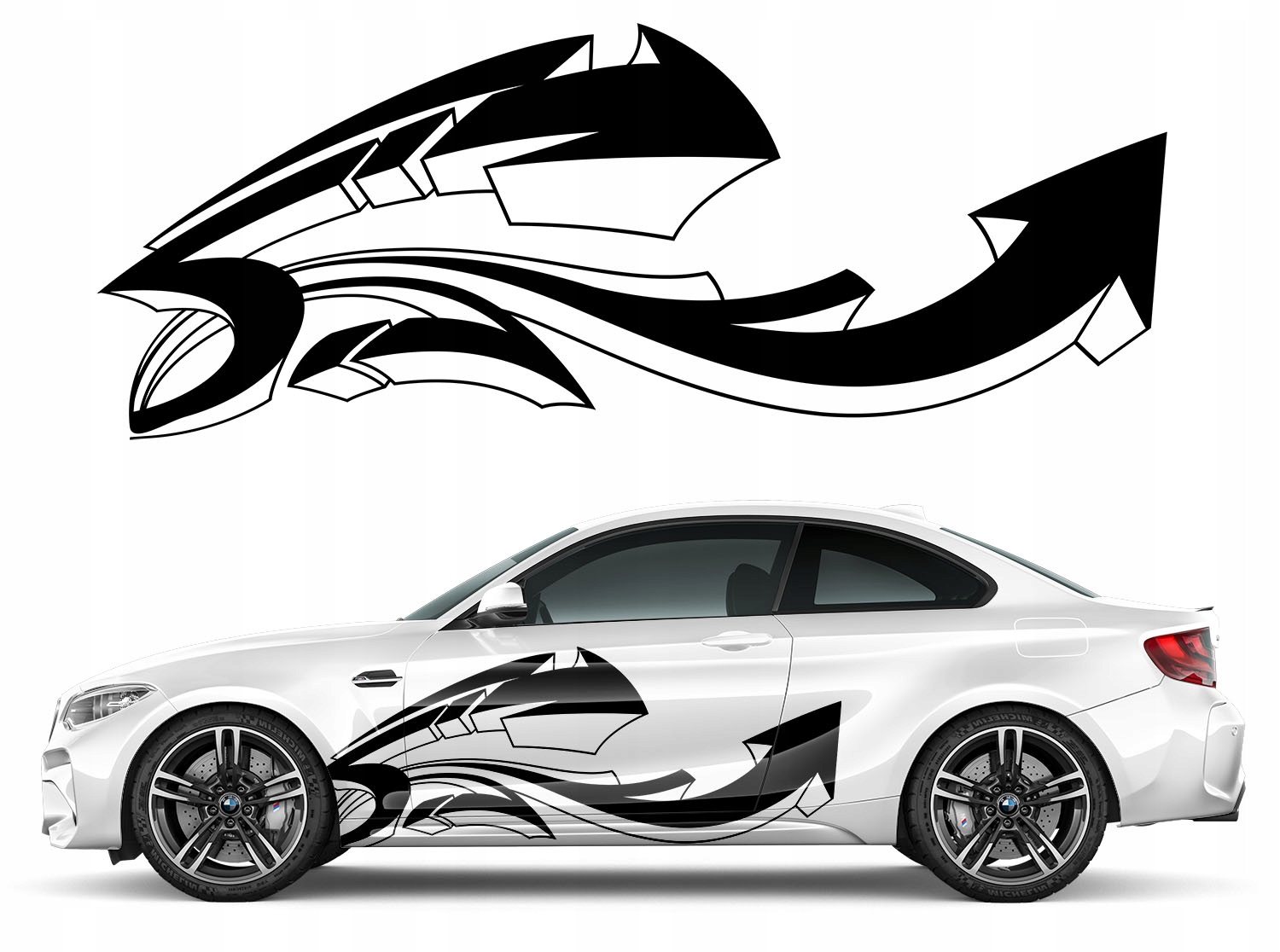 2x Samolepka Grafika na auto Motiv Graffiti Šipky Tuning 77x200