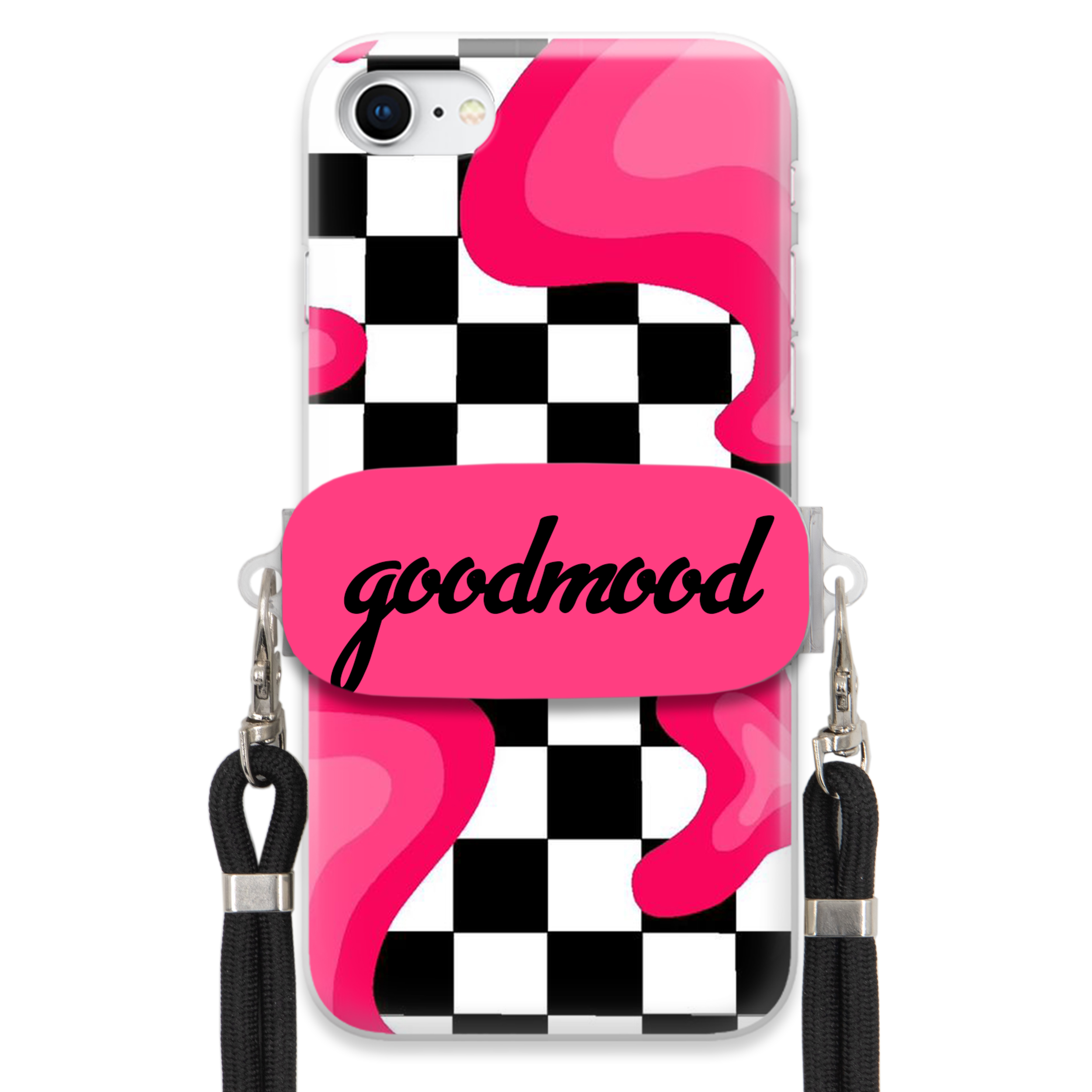 Puzdro Pre iPHONE SE2 Set Case Držiak Na Vodítko Čierny Pre Teenagerov Splash