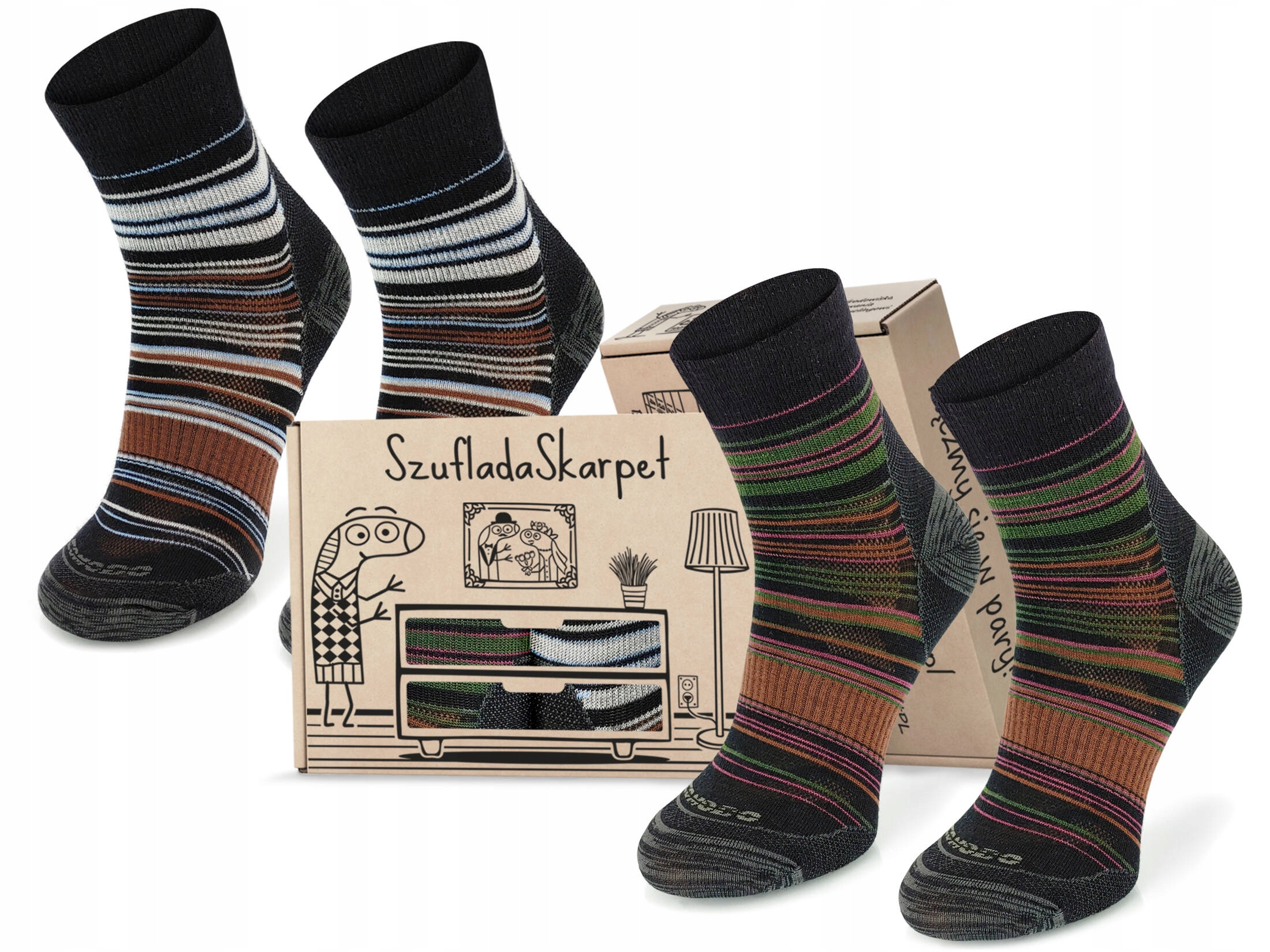 Termoaktywne skarpety trekkingowe 65% merynosa dla Turysty 2 Pak