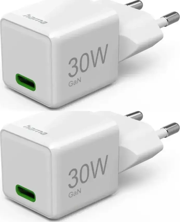 2x Ładowarka Hama Hama Ładowarka Sieciowa Gan Pd/qc Supermini 30W Pd/qc