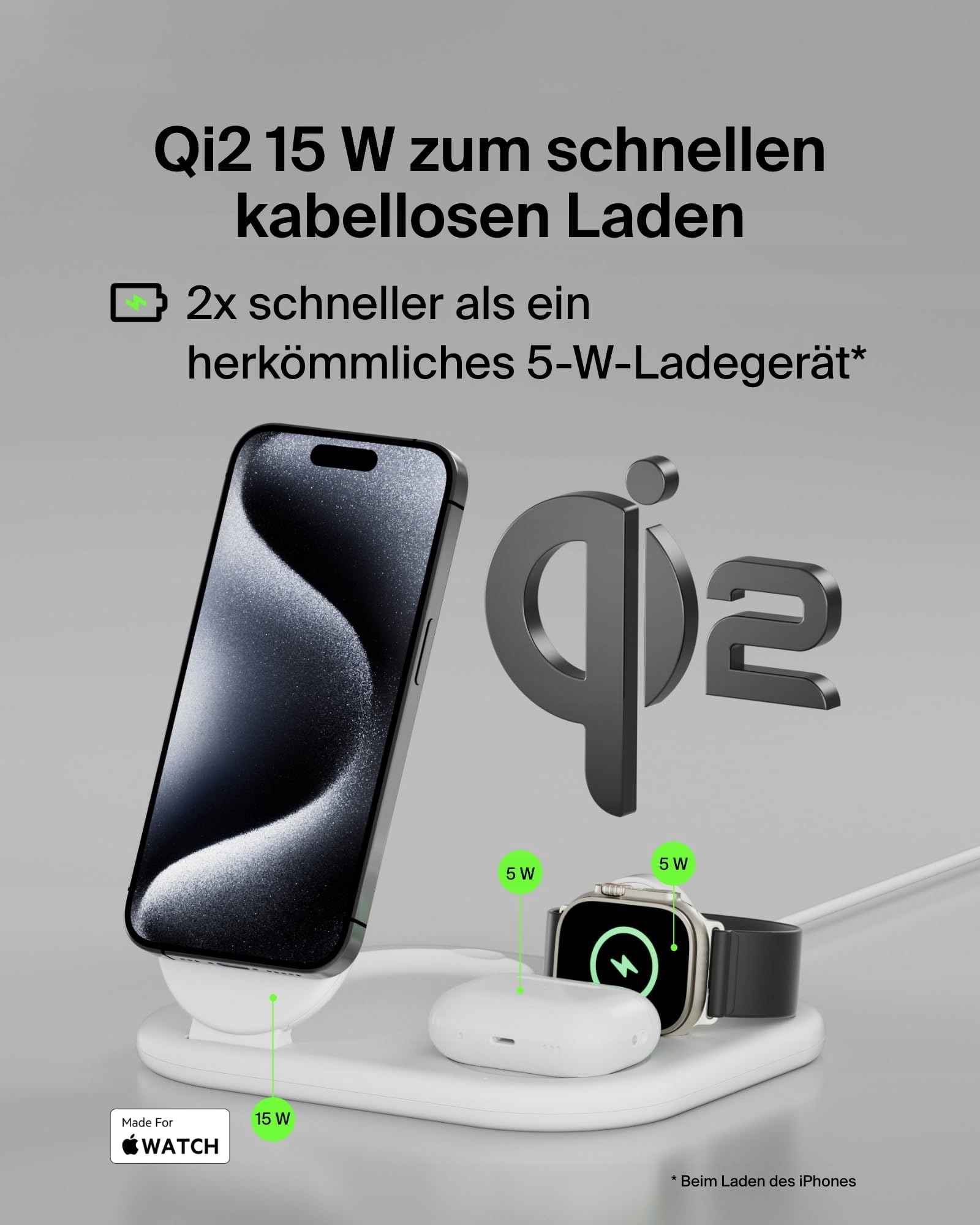 BELKIN BoostCharge 3w1 Qi2 15W MagSafe iPhone Watch AirPods — miniatura 2