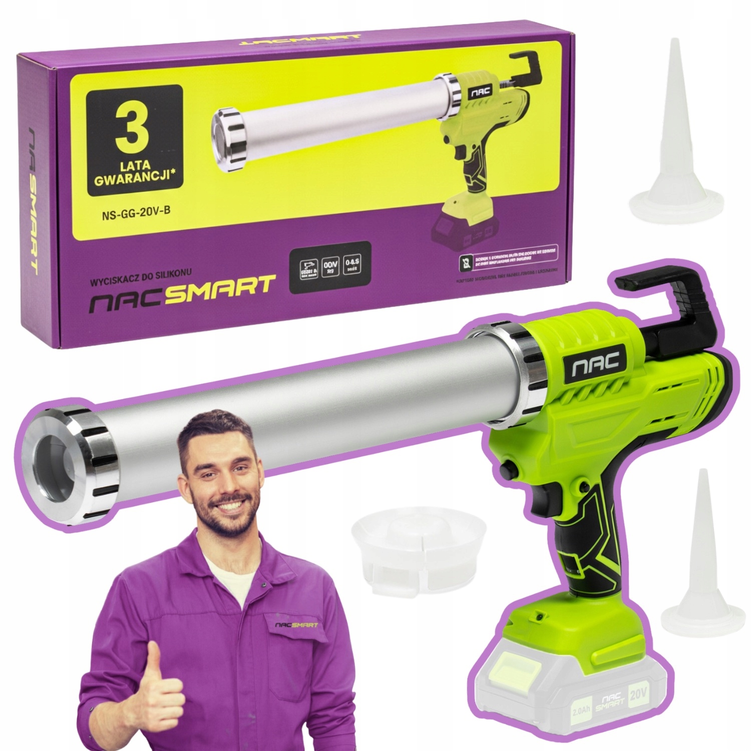 Pistole Na Silikonové Tmelové Hmoty Akrylové Spáry Odšťavňovač 600 ML Nac Smart