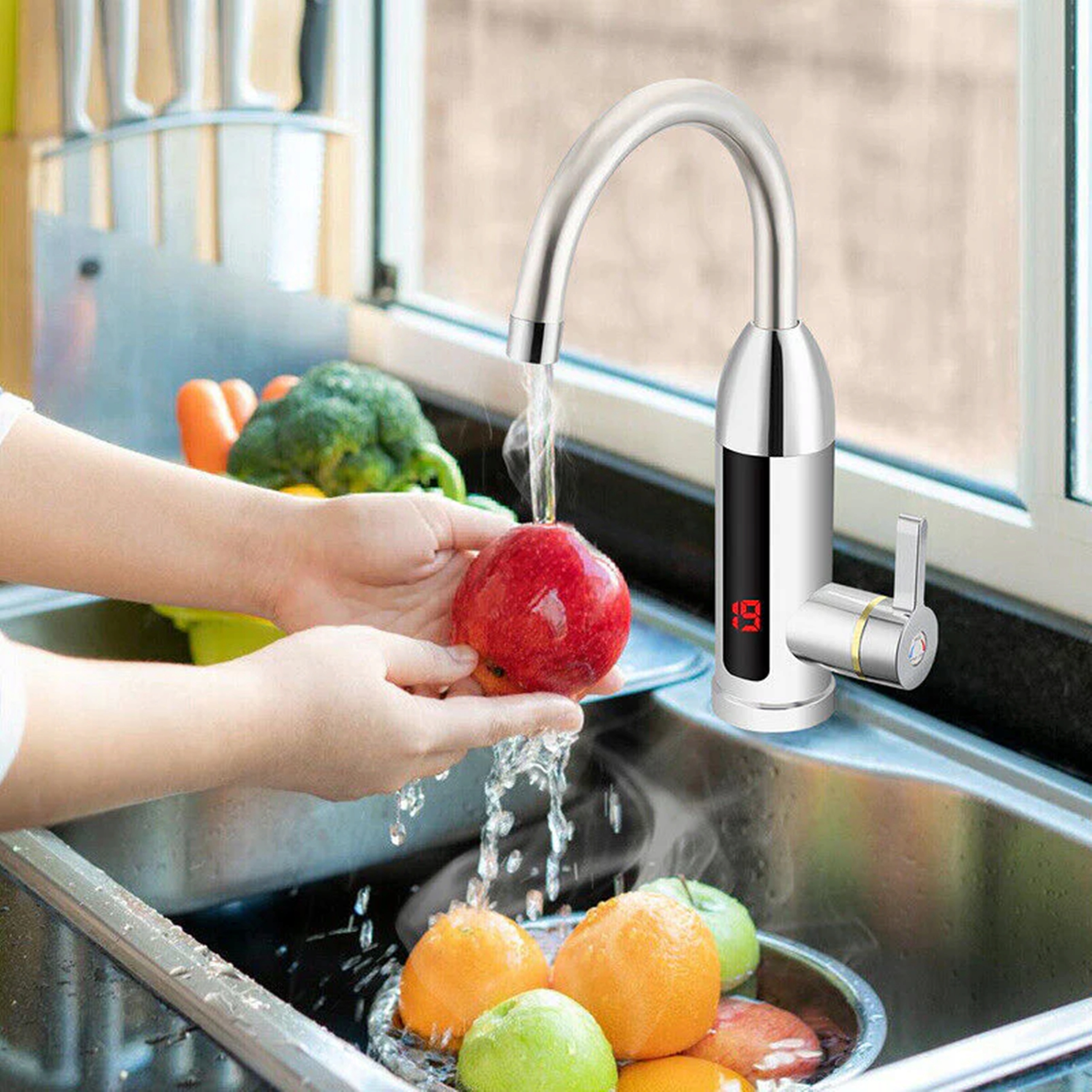 PRZEPŁYWOWY PODGRZEWACZ DO WODY ELEKTRYCZNY LCD KRAN CHROM 3000W Zakres klas efektywności energetycznej A++ - G