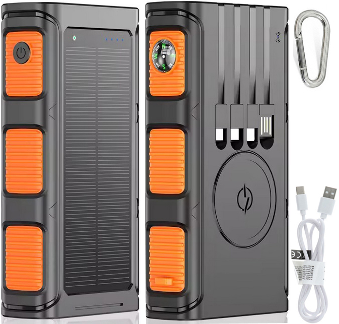 Powerbanka Solární Nabíječka Indukce 36000 mAh 8xUSB Svítilna 2x Led Usb-c Pd