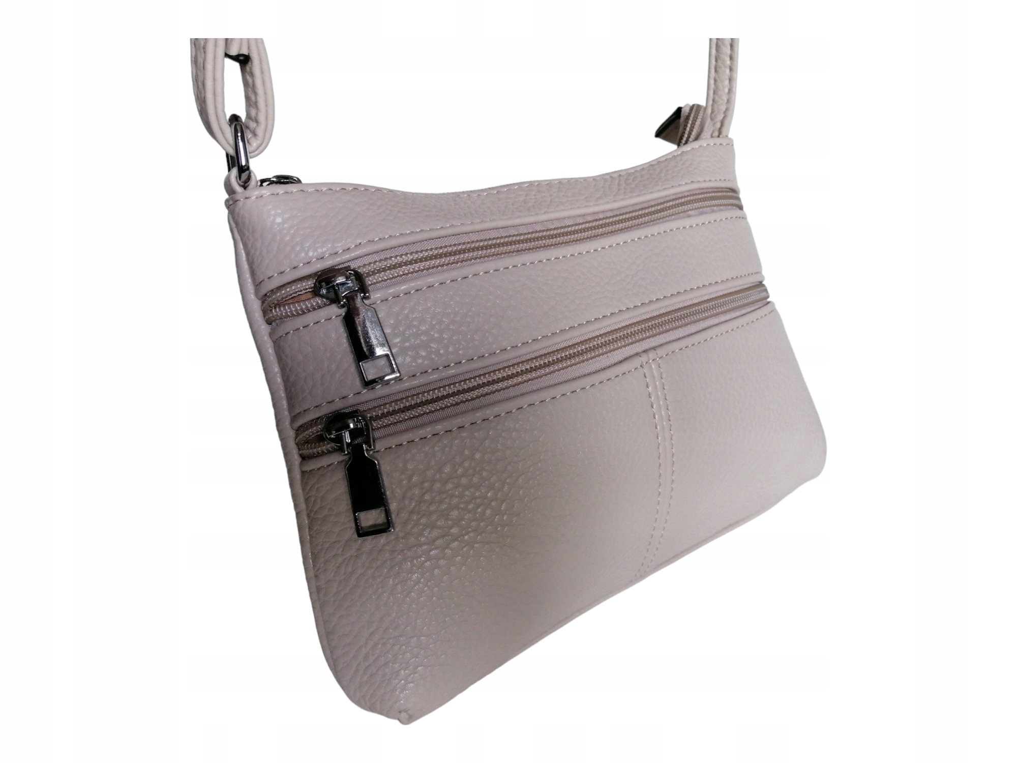 LISTONOSZKA NA RAMIĘ - KLASYCZNA TOREBKA DAMSKA - BEŻOWA DAMSKA TOREBKA Materiał dominujący skóra ekologiczna