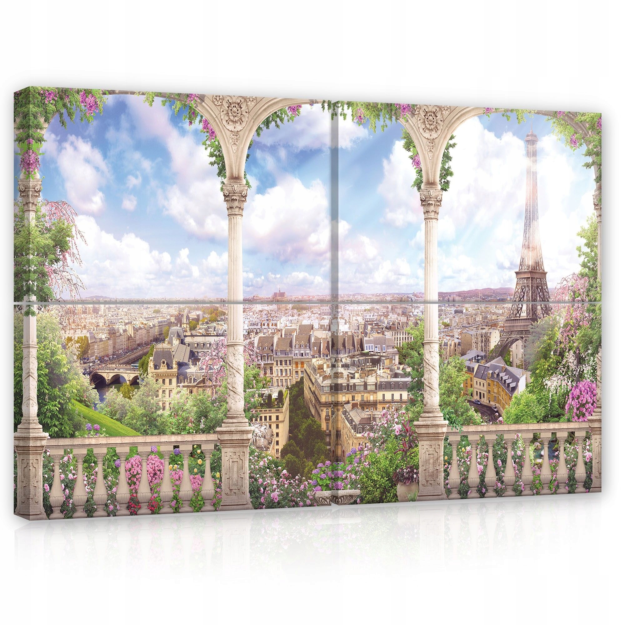 Obraz 120x80 Paríž Eiffelova veža balkón terasa kvety jar leto romantika