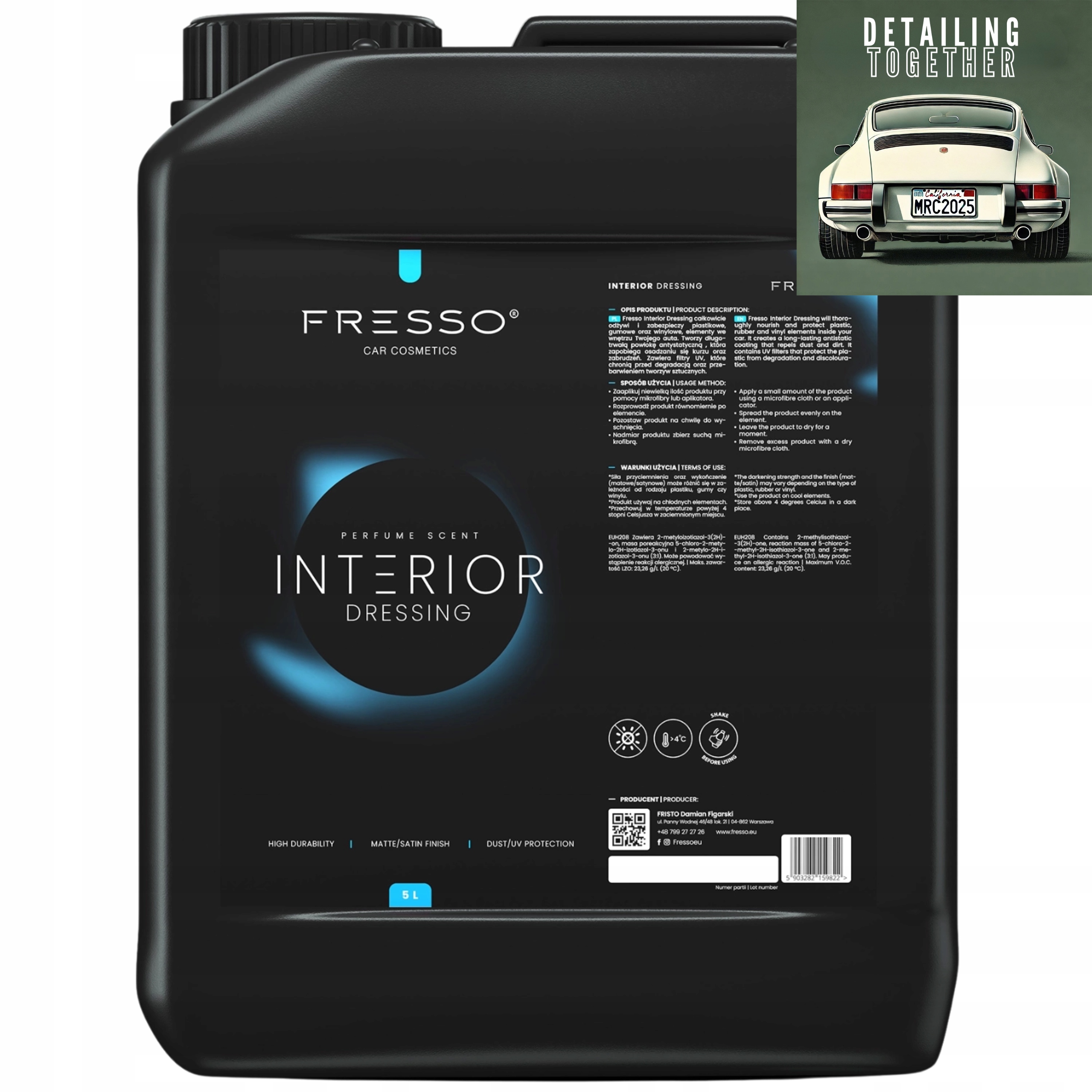 Fresso Interior Dressing 5L pre vnútorné gumové plasty Autá Kokpitu Kondicionér