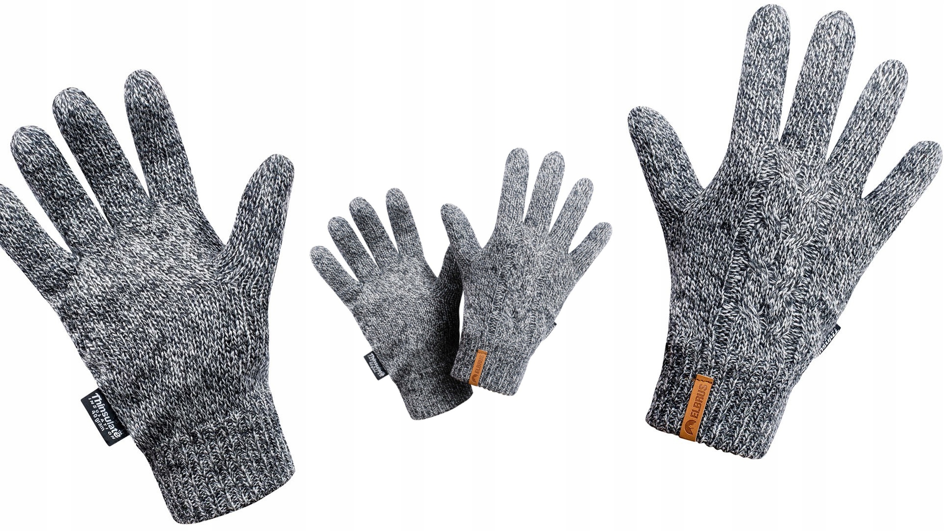 

Rękawiczki męskie jasne Elbrus grube wełna S/m