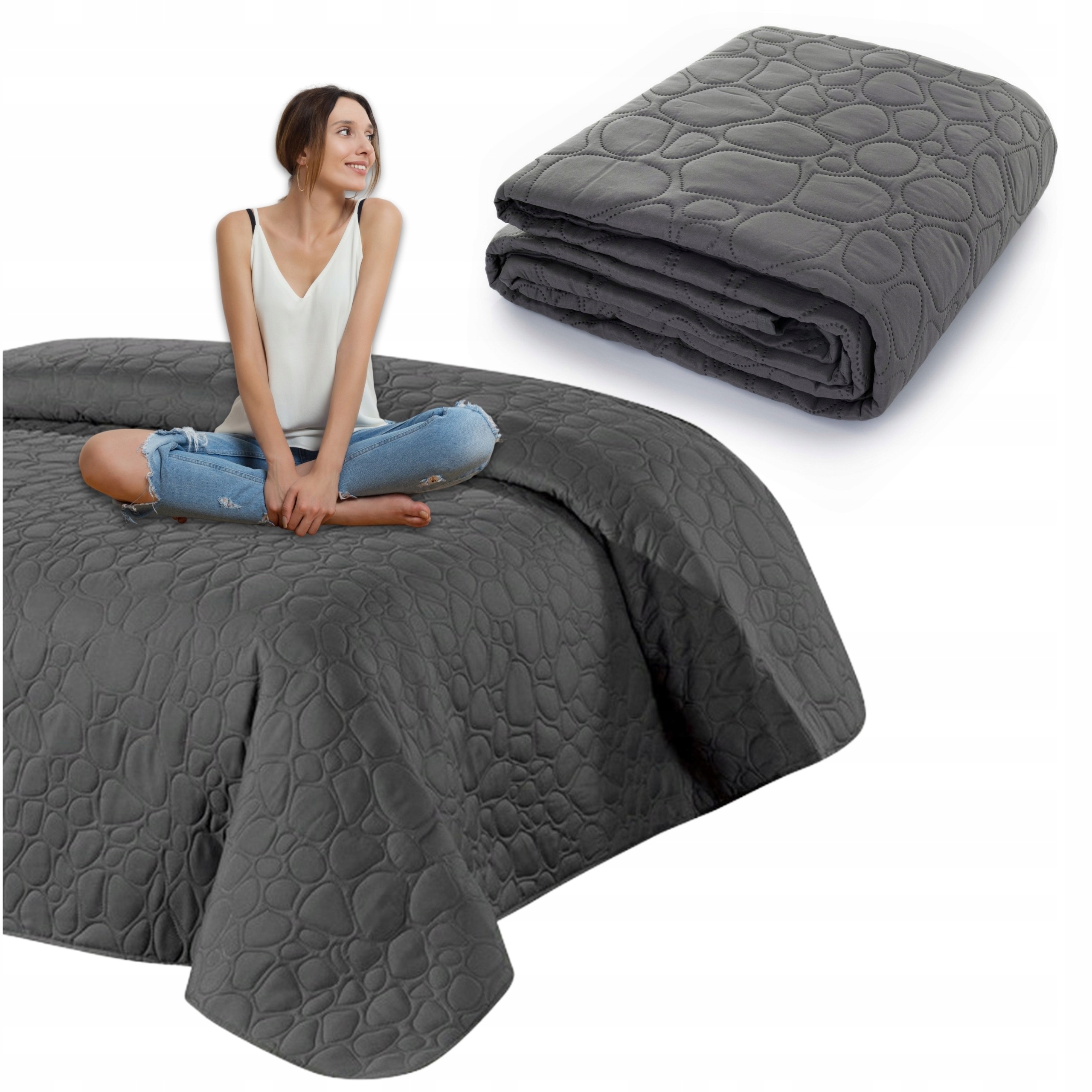 Přikrývka na postel gauč 220x240 na rohovou pohovku prošívaná pléd Nicole