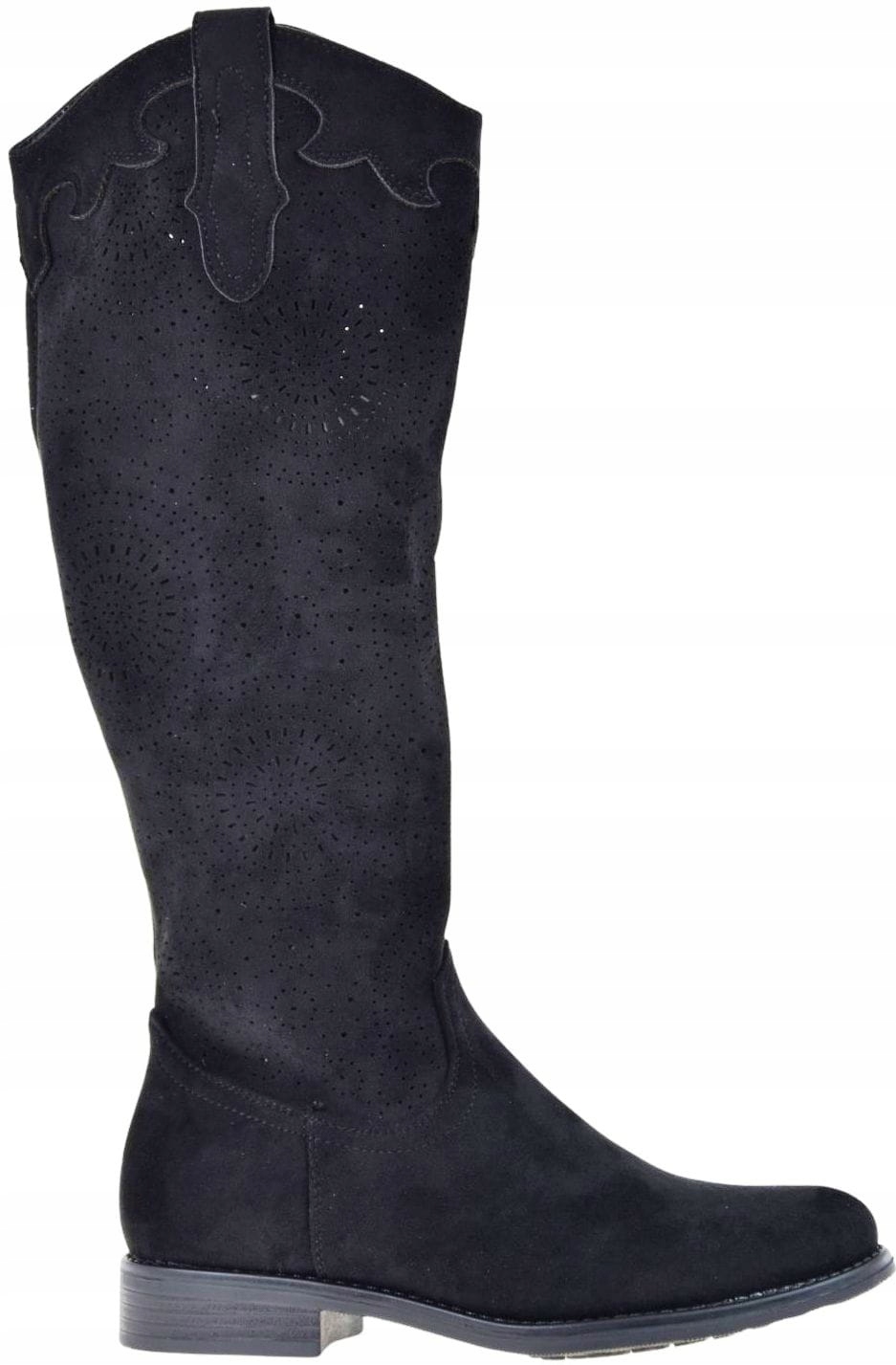 Elegantní dámské kozačky Potocki 25-11342BK černé semišové ke kolenům VEL.36