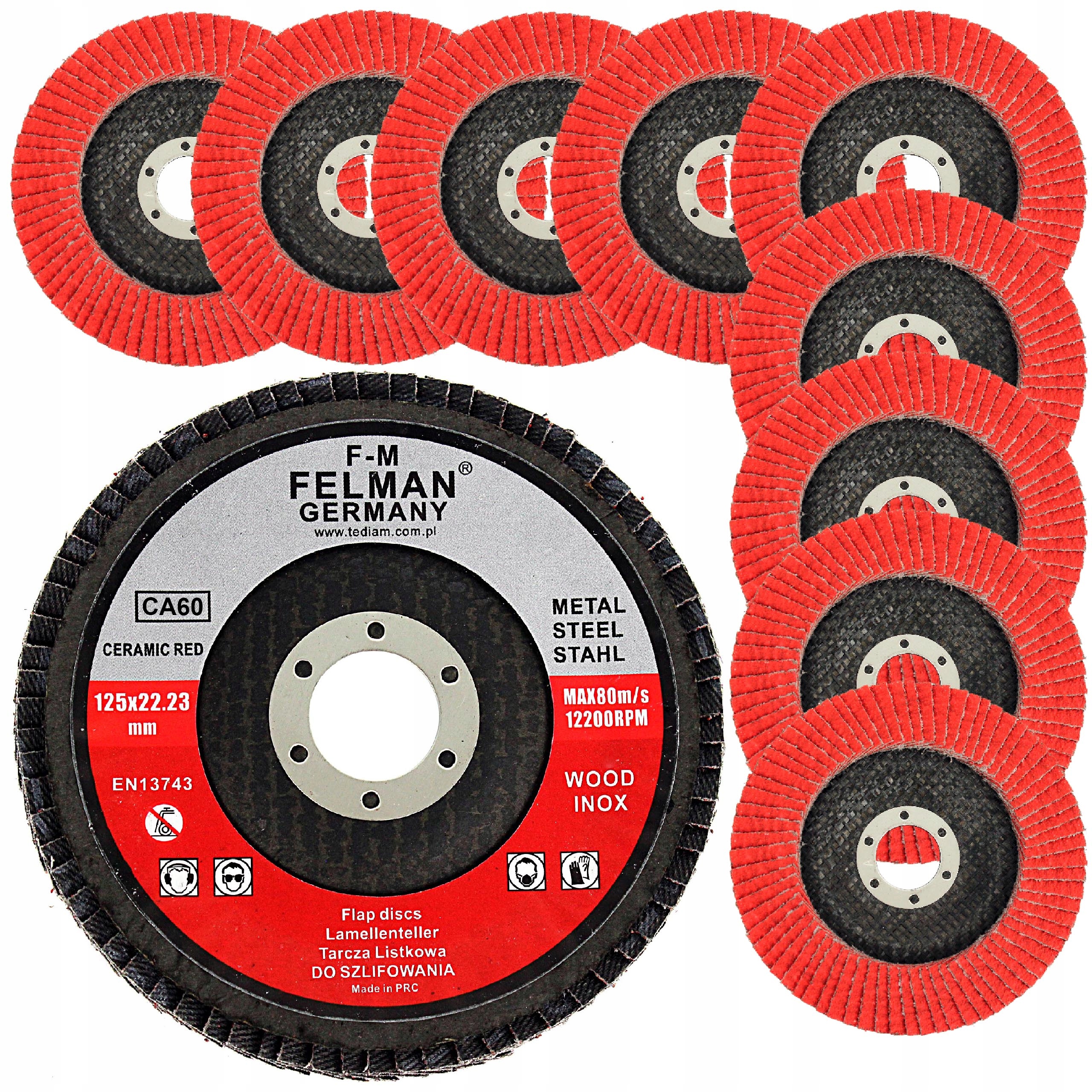 

Tarcza Listkowa Lamelka Ceramiczna 125 gr60 10x Fm