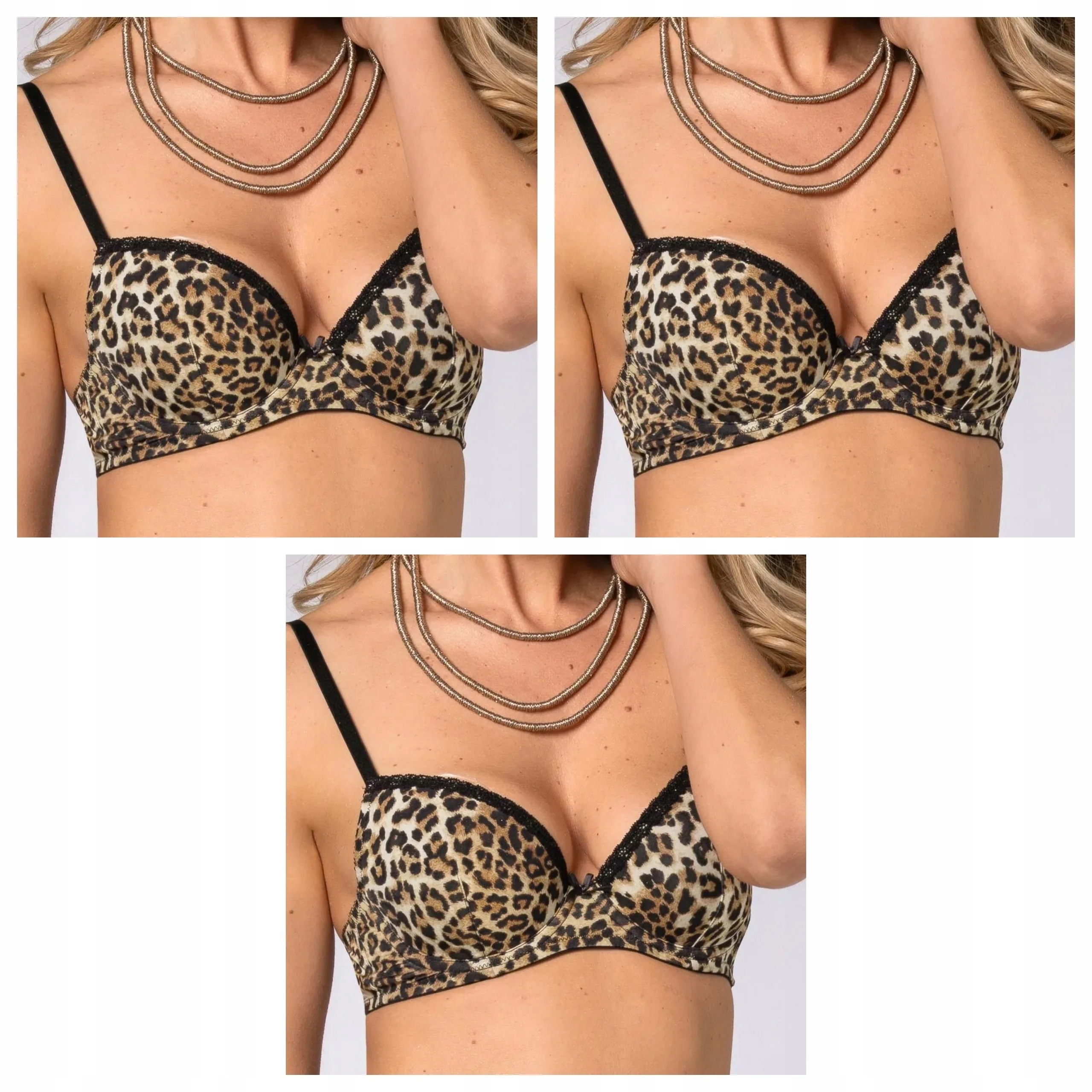 3x Podprsenka vyztužená s leopardím vzorem Sielei Amelie 7912 moka 80B