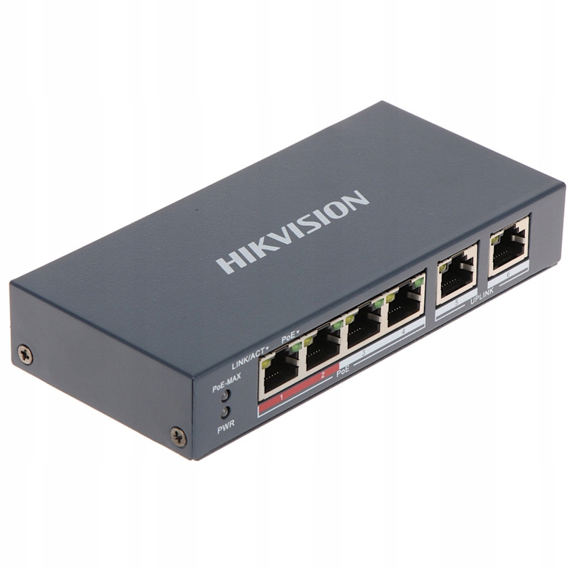Switch Hikvision DS-3E0106P-E/M 6 portů 4x PoE 2x Lan