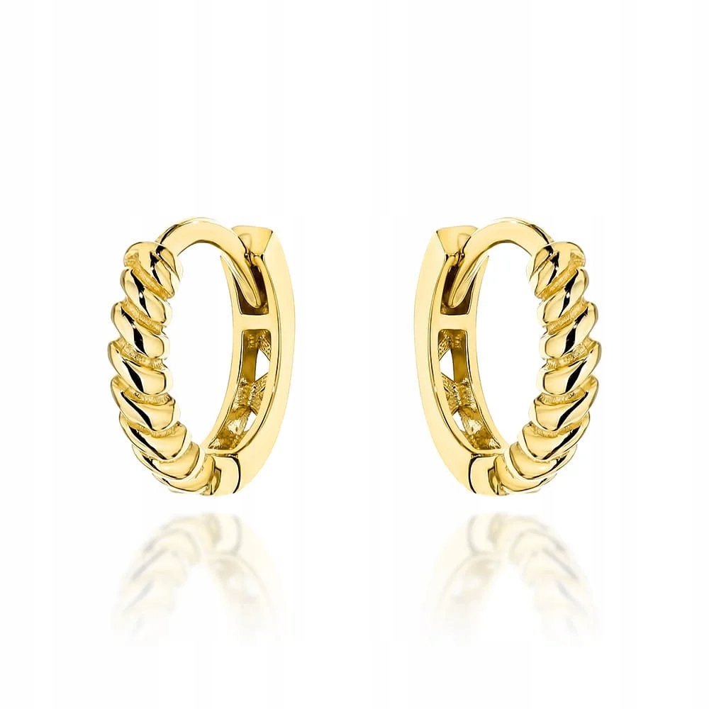 Zlaté 585 kroužky, drážkované náušnice, kolečka na anglickém zapínání na patent