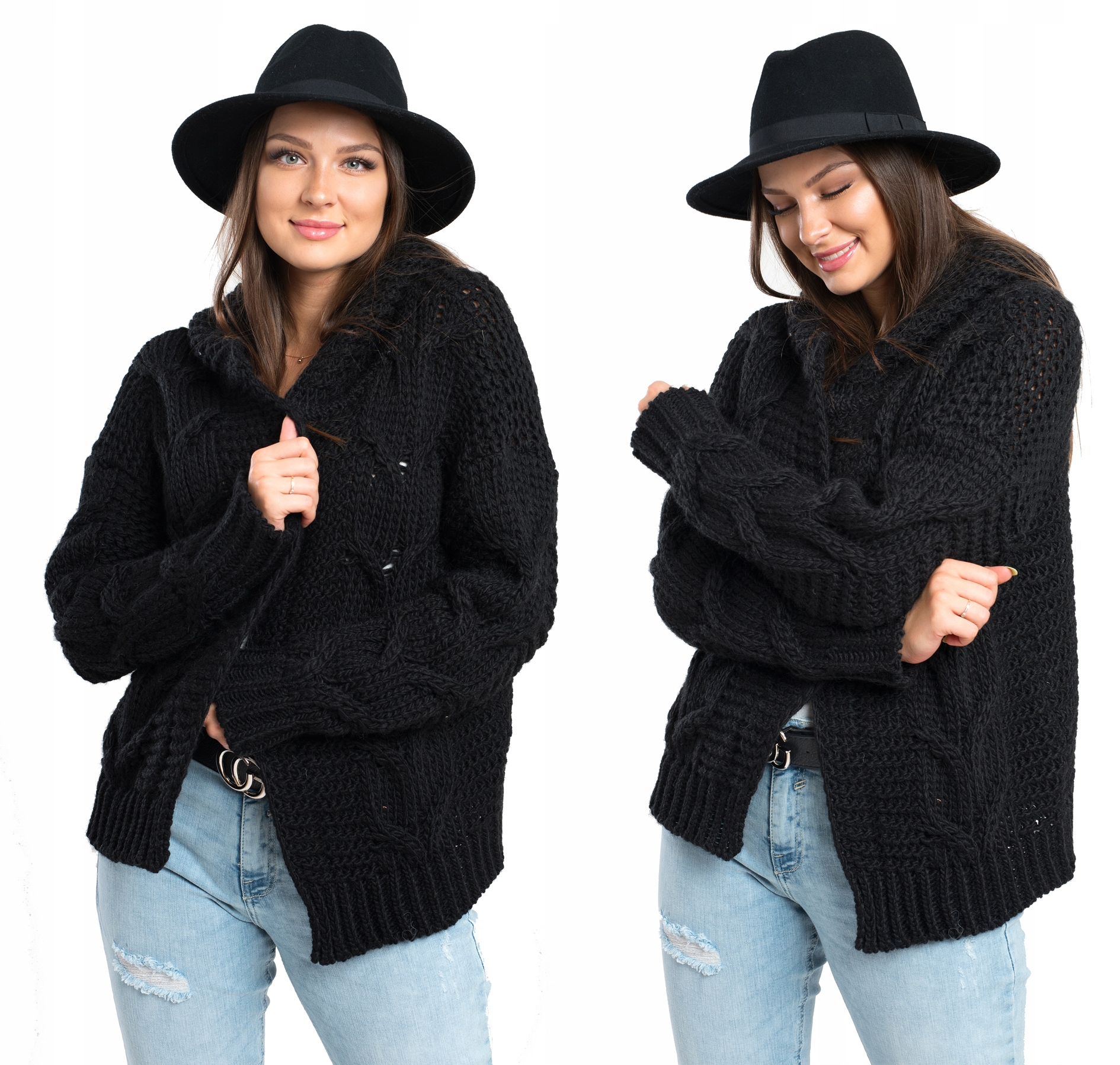 

Carlos Krótki Kardigan Sweter Z Kapturem Wool L/XL