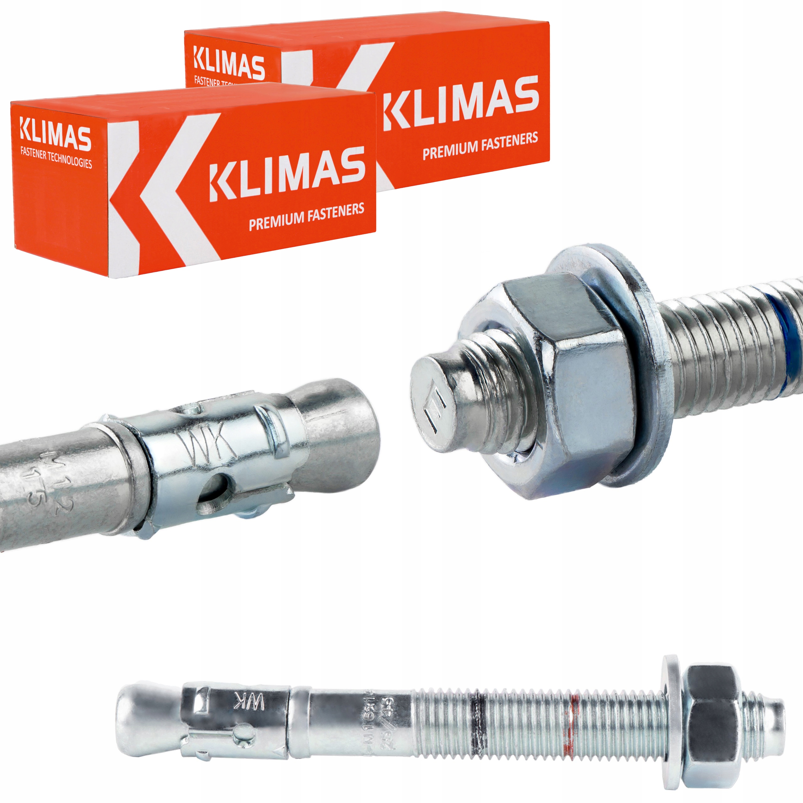 Oceľové kotvy do betónu M16 x 145 mm 40 ks mechanické Klimas Le-zn